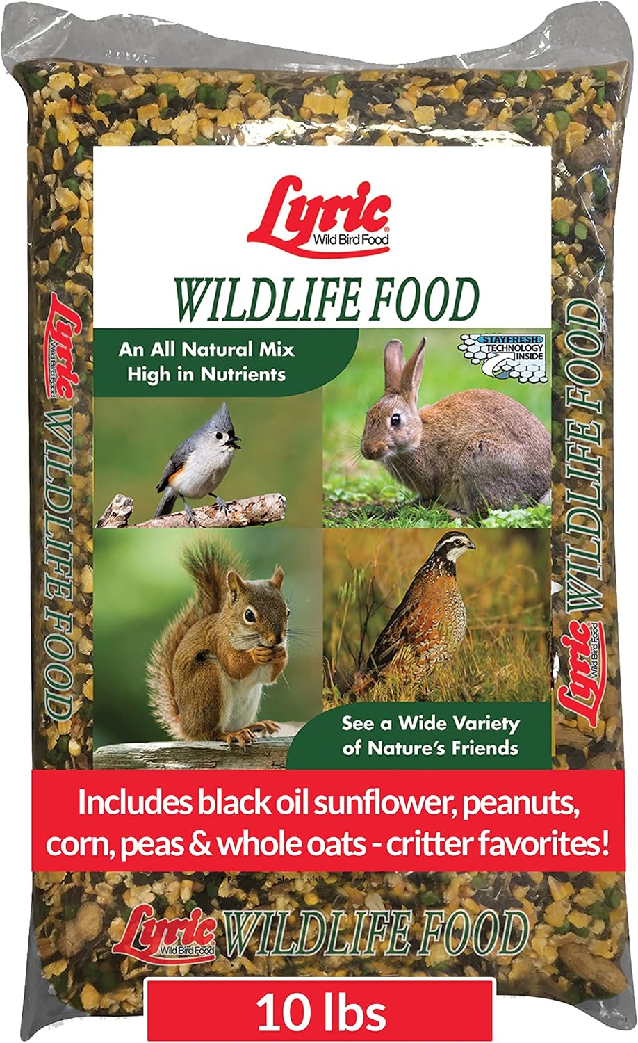 Lyric Wildlife Critter Food for Deer, Squirrels, Turkeys & Rabbits, Wild Bird Seed for Outside Feeders, 10 lb Bag | Food for Deer, Squirrels