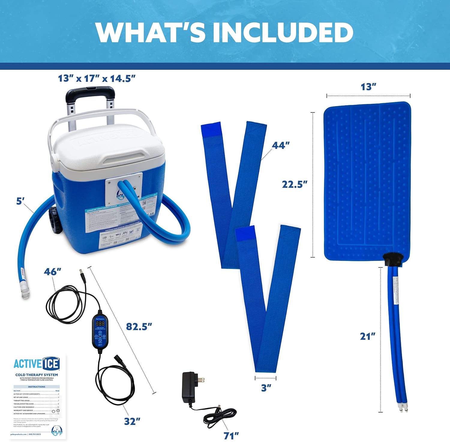 Polar Active Ice 3.0 Cold Therapy Ice Machine System w Programmable Timer, Shoulder Pad & Compression Wrap for Targeted Coverage