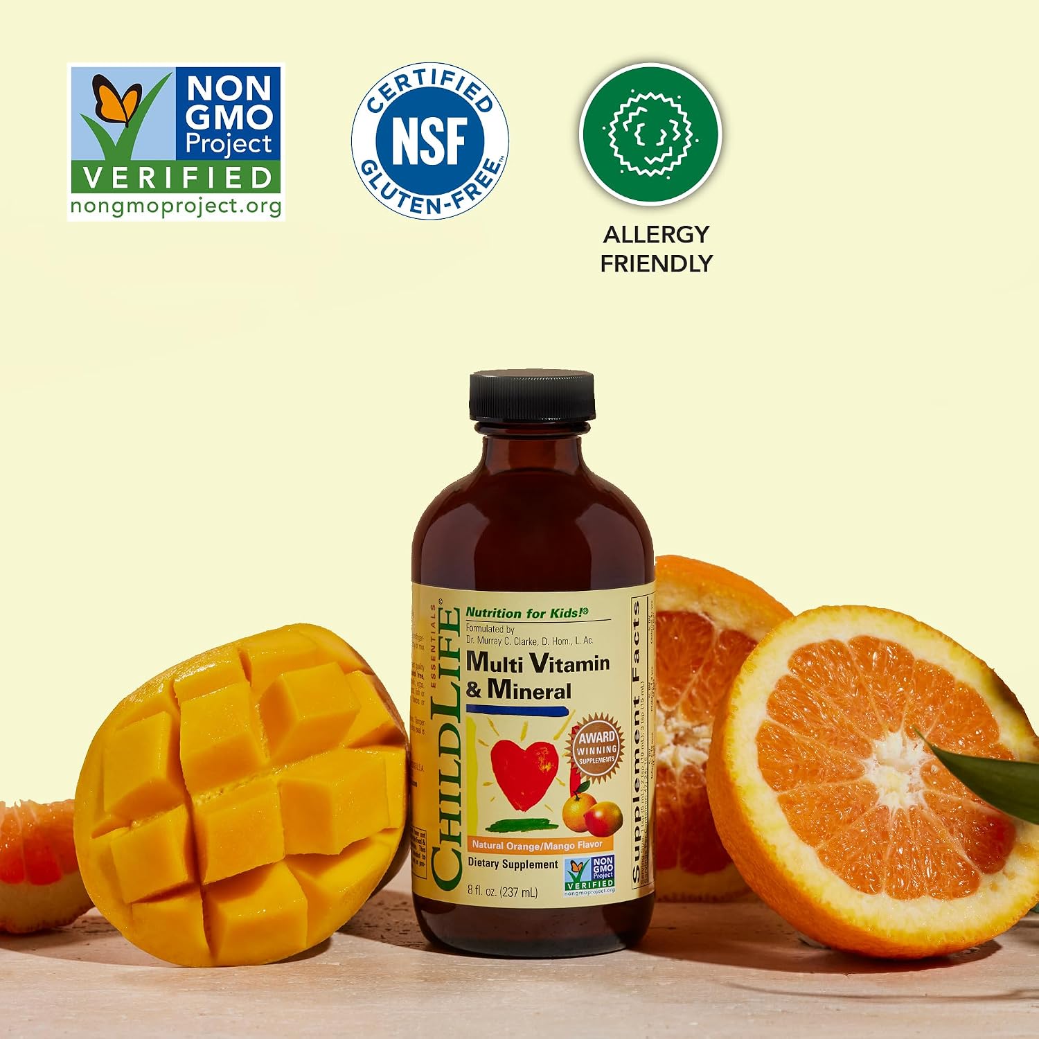 CHILDLIFE ESSENTIALS Kids Multivitamin & Mineral, Mango, 8 Fl Oz (2 Pack) | Vitamins for Kids, Liquid Multivitamin Supplement, Toddler & Baby Wellness, Natural, & Mineral