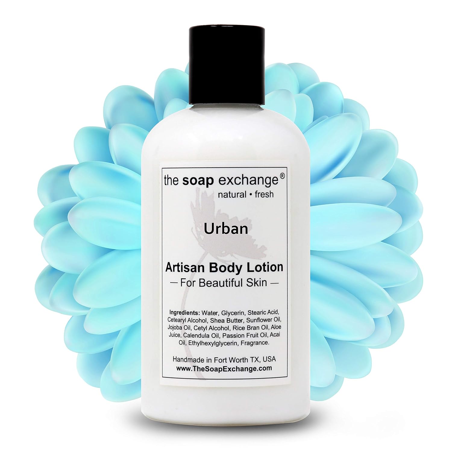 The Soap Exchange Body Lotion - Strawberries & Champagne Scent - Hand Crafted 8 fl oz / 240 ml Natural Artisan Skin Care for Hand, Face, & Body, Moisturize, Hydrate, & Protect. Made in the USA.
