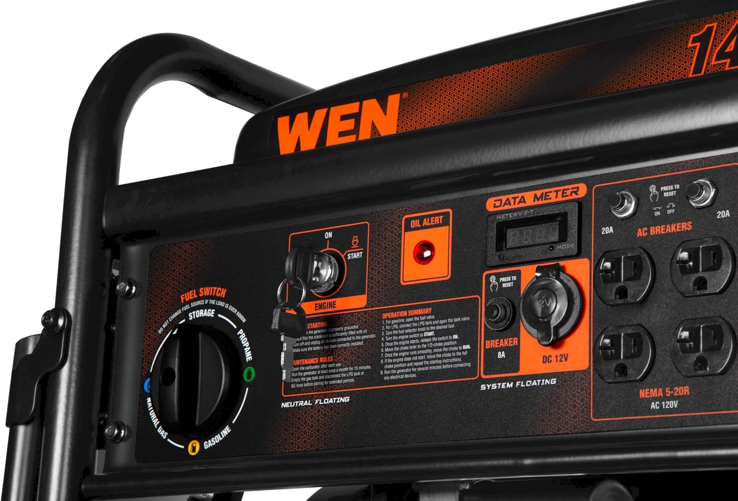 WEN 11,000-Watt 120V/240V Dual Fuel Portable Generator with Wheel Kit and Electric Start (DF1100T)