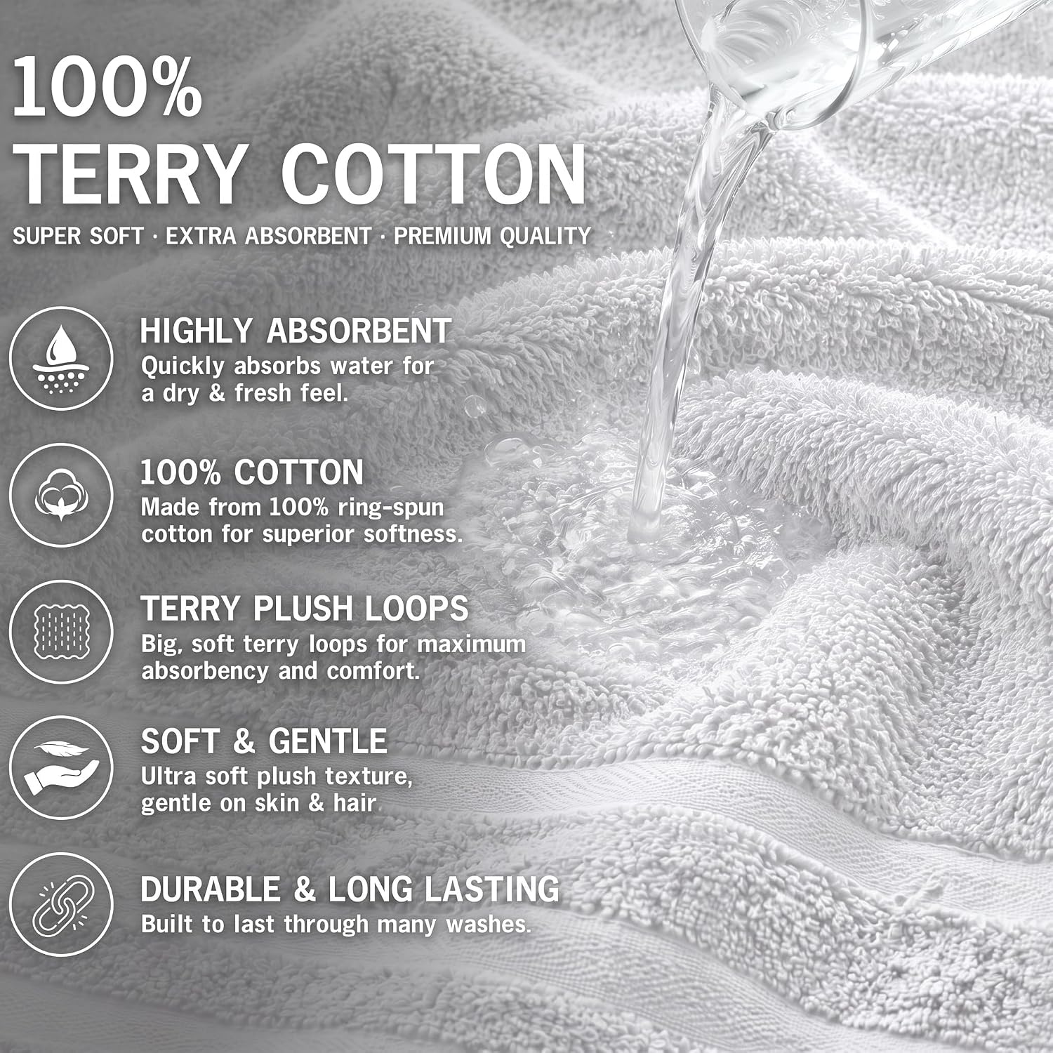 DAN RIVER 100% Cotton Salon Towels Set – 16x26 inches, Pack of 24, Highly Absorbent and Quick-Dry Towels for Hand, Salon, Spa, Beauty