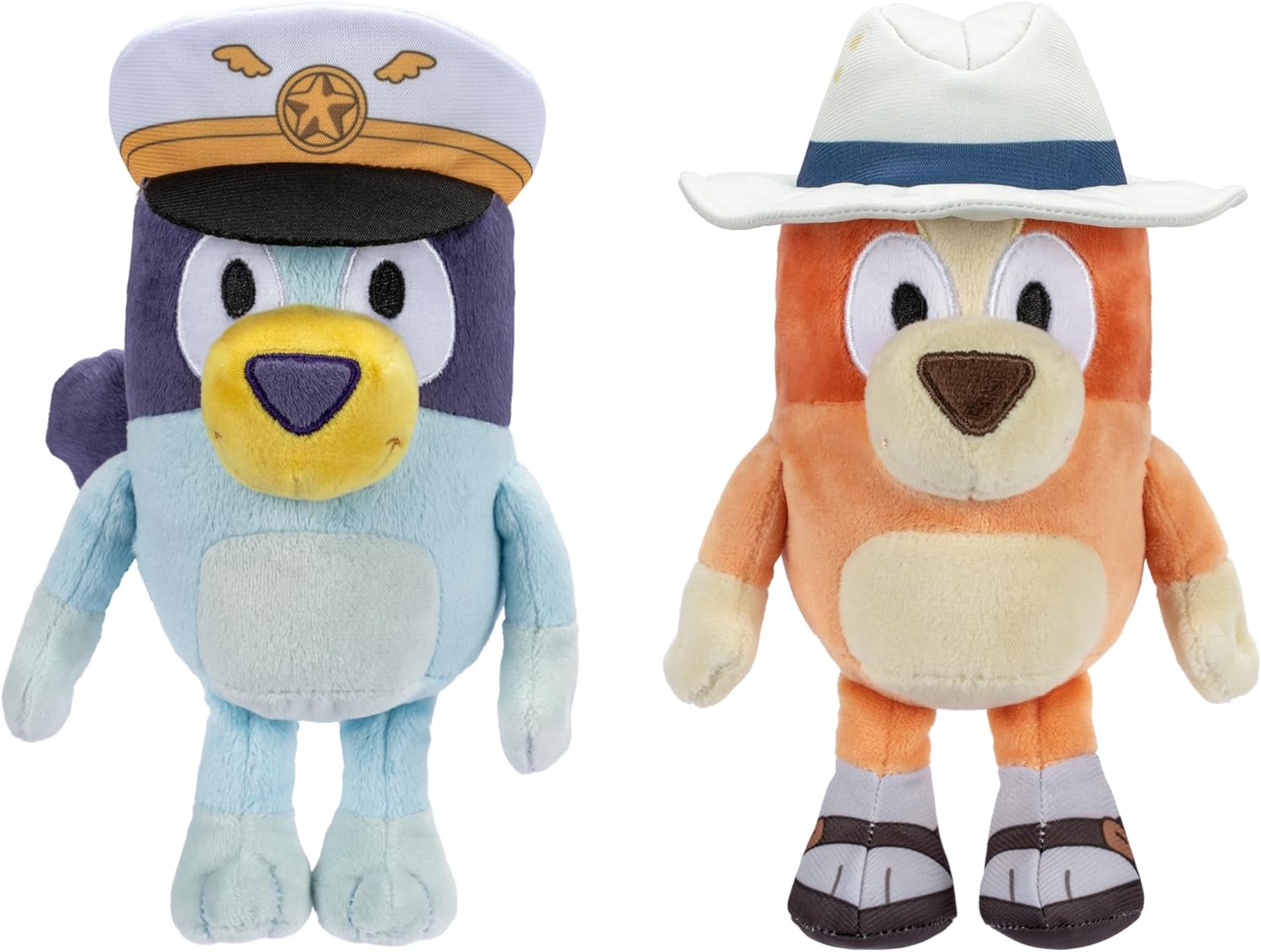 Bingo & Bluey Plush Toys 2-Pack, Soft Deluxe Fabric, Embroidered