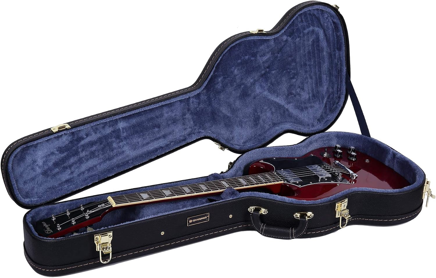 Crossrock Hardshell Arch Top wood case fits SG Electric Guitars-Black(CRW600SGBK)