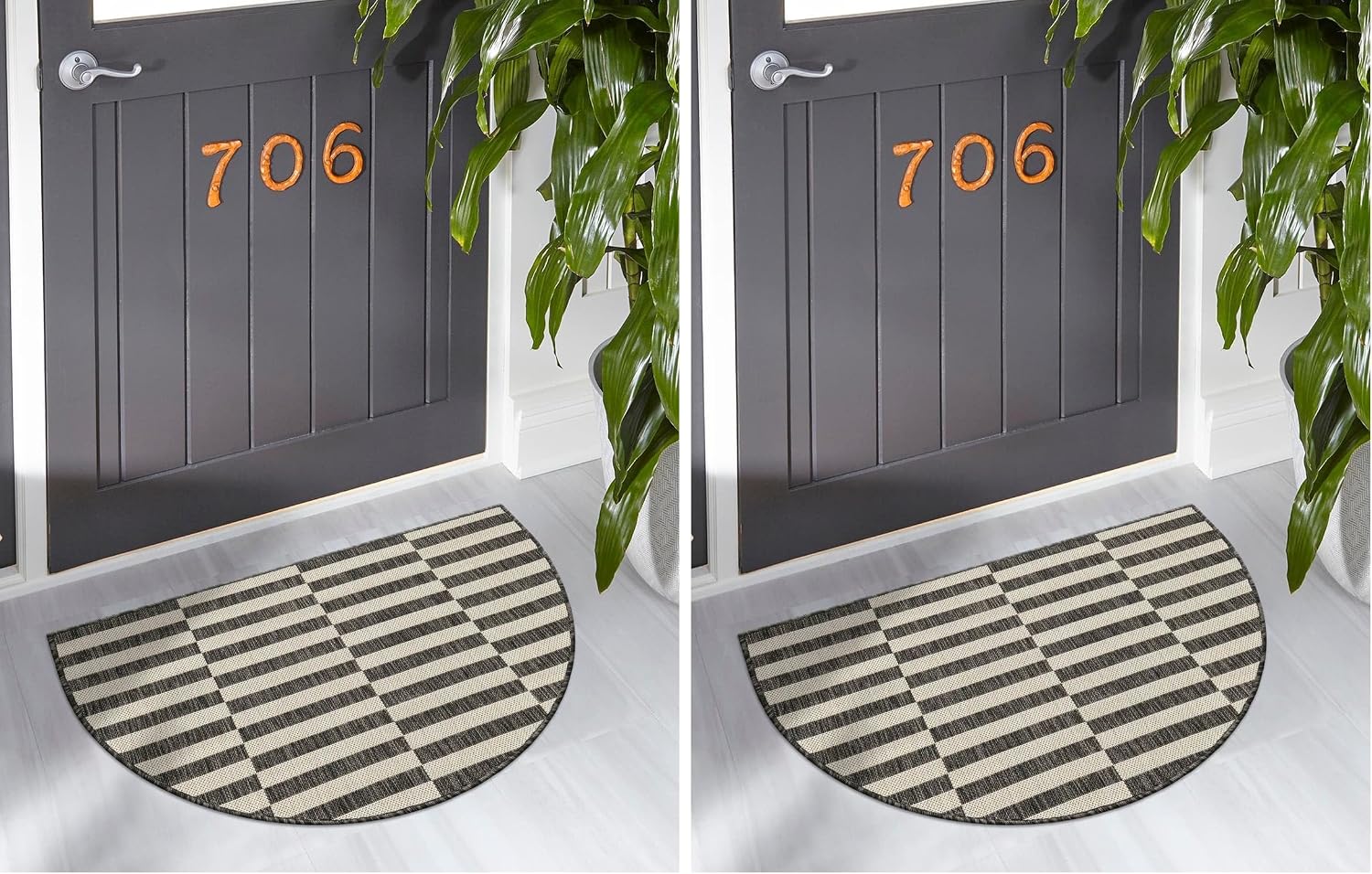 Unique Loom Outdoor Striped Collection Area Rug - Striped (7' 1" x 10' Rectangle, Taupe/Ivory)