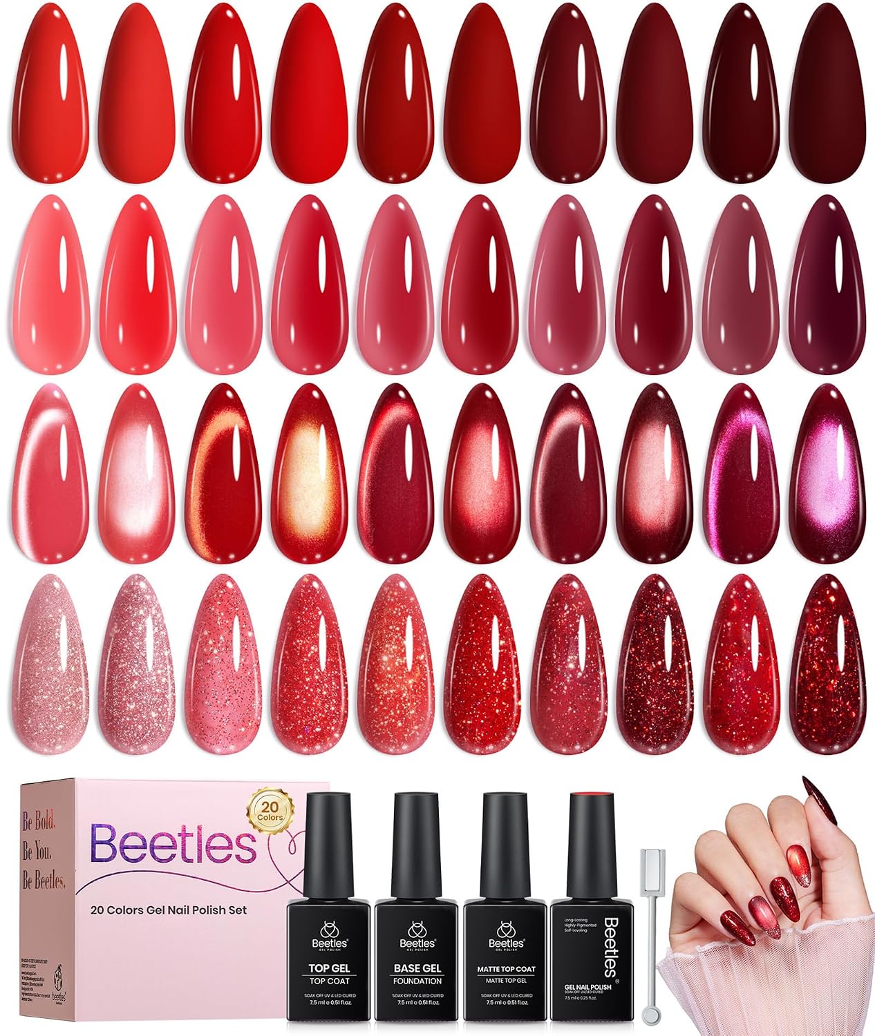 Beetles Gel Nail Polish Set with Base Glossy Matte Top Coat Macaron Gel