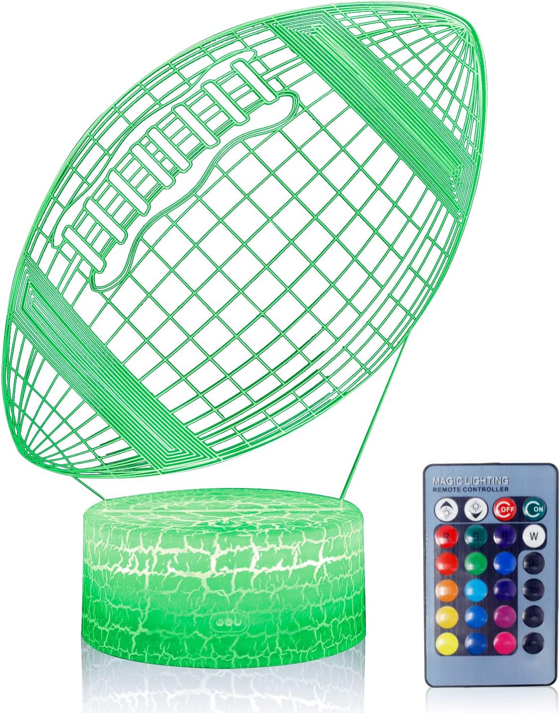 Volleyball 3D Illusion Night Light,16 Colors Changing Touch Switch & Remote Control,Acrylic Flat & ABS White Crack Base &USB Cable Table Lamp