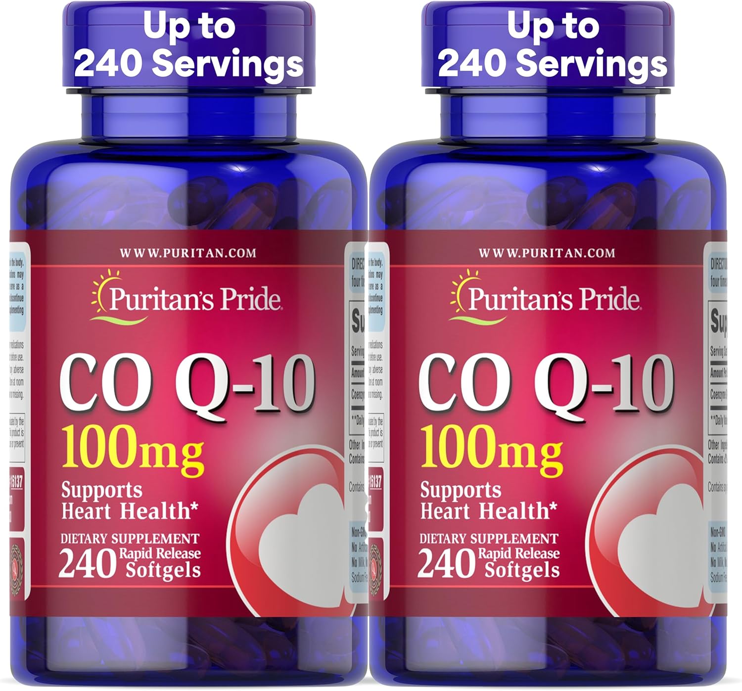 Puritan's Pride Coenzyme CoQ10 100mg, 240 Rapid Release Softgels