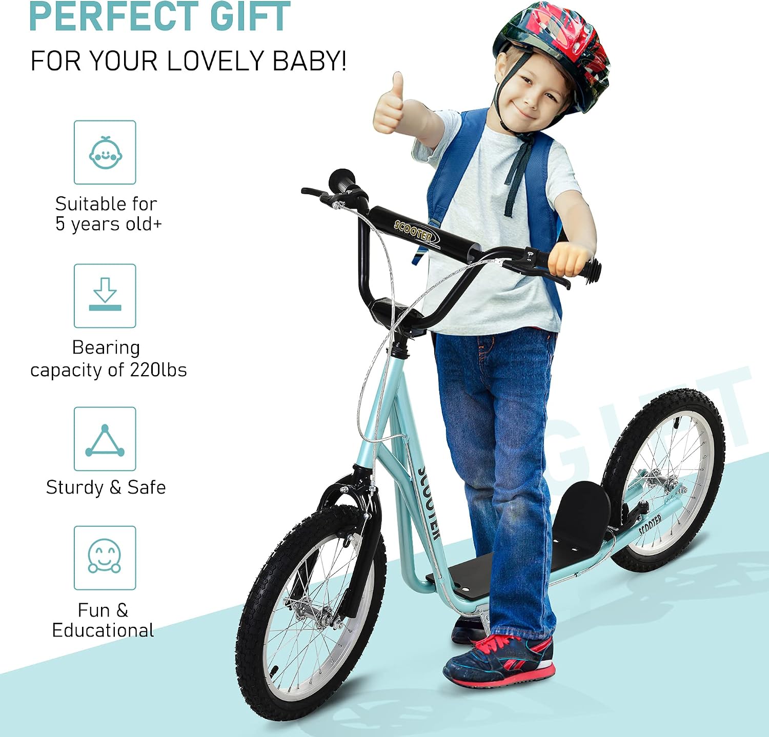Aosom Youth Scooter Max Load 220 LBS Kids 5+