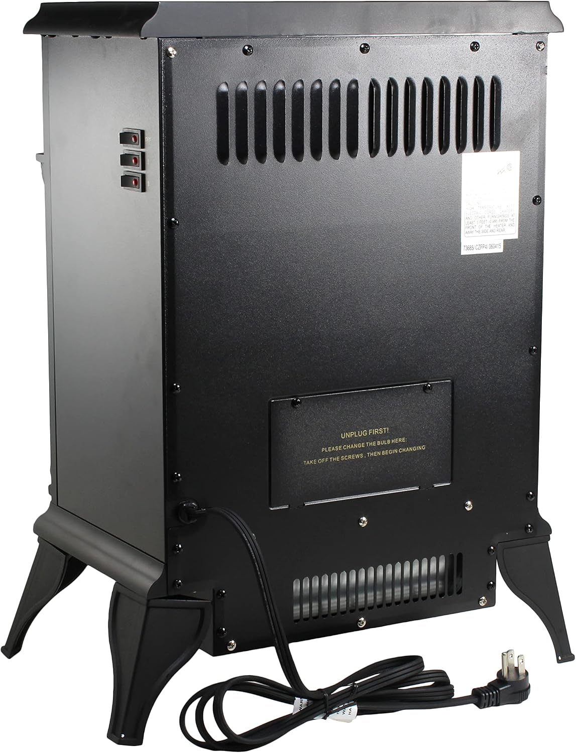 Comfort Zone Electric Fireplace Space Heater, Traditional Warm Stove Style, Realistic 3D Flame Effect, Adjustable Thermostat, & Overheat Protection