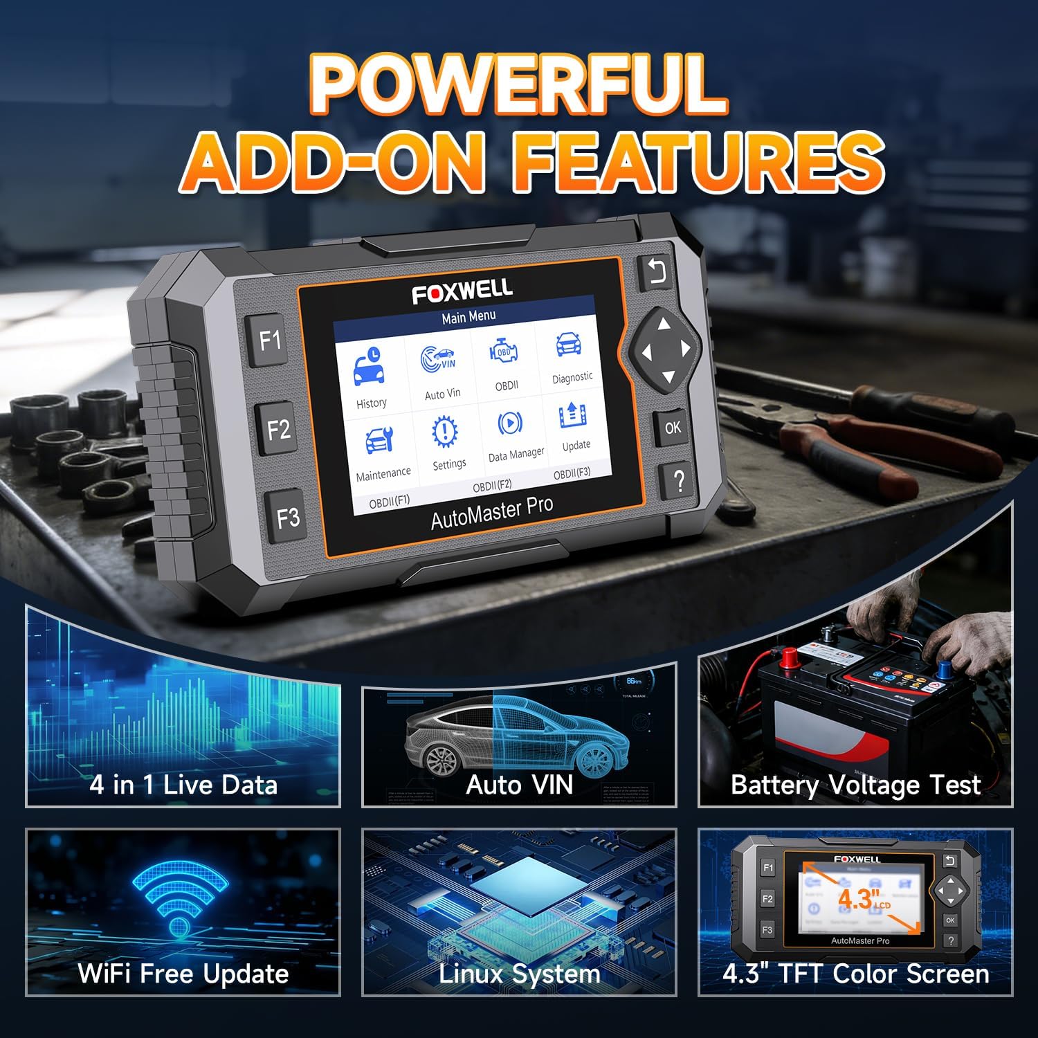2026 FOXWELL NT614 Elite OBD2 Scanner, 4 Systems, 5 Resets Code Reader