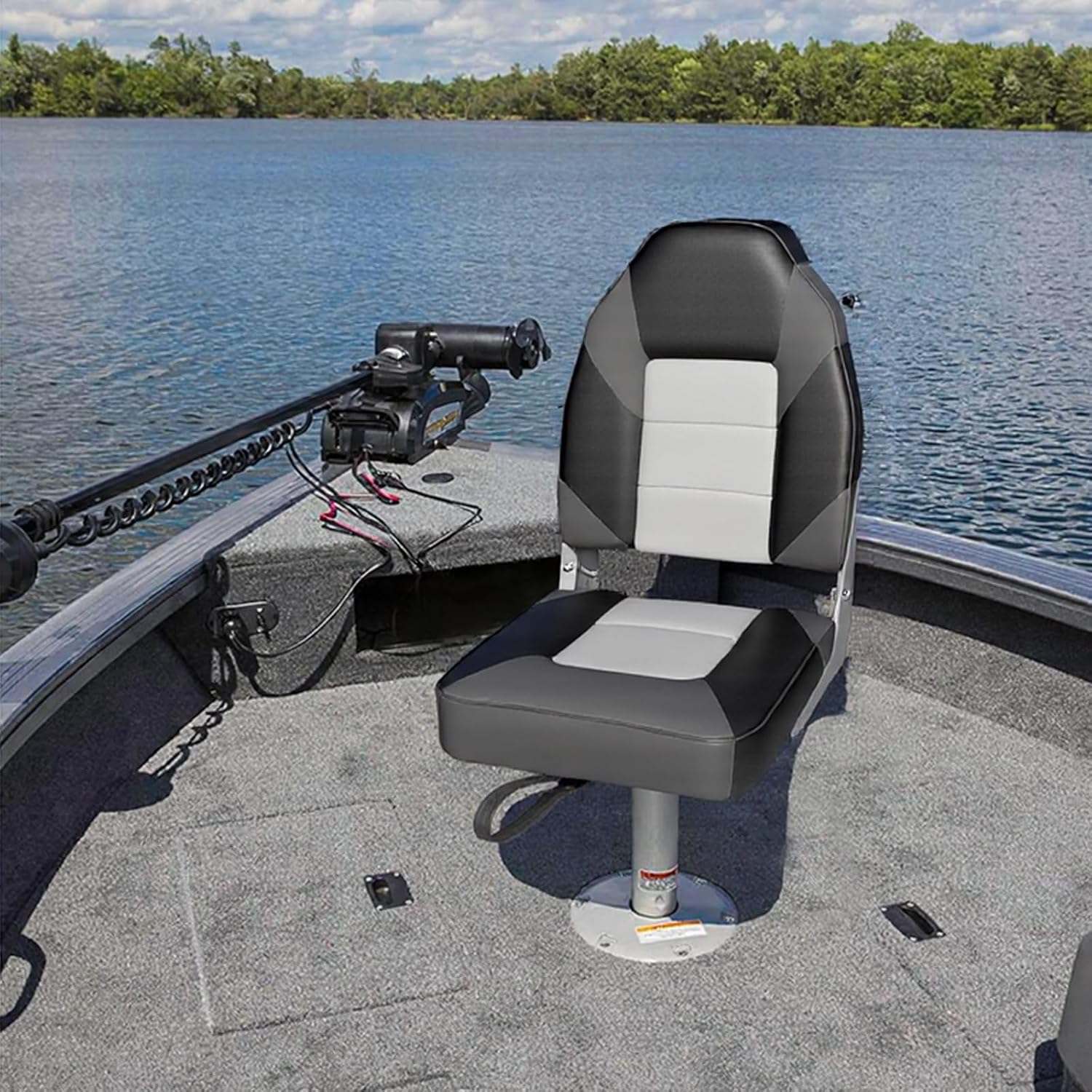 Leader Accessories Low/High Back Folding Fishing Marine Boat Seat 2 Pack