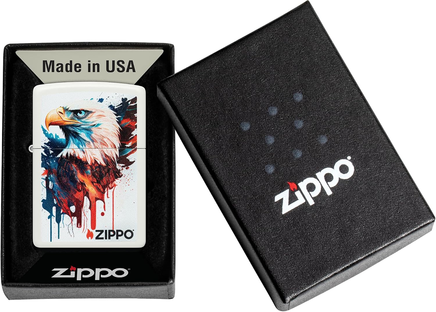 Zippo Eagles Dare Pocket Lighter - Refillable Flip-Top Windproof Lighters - Fierce Soaring Eagle Patriotic Design Pocket Lighters - Luxury Metal Lighter Made in USA