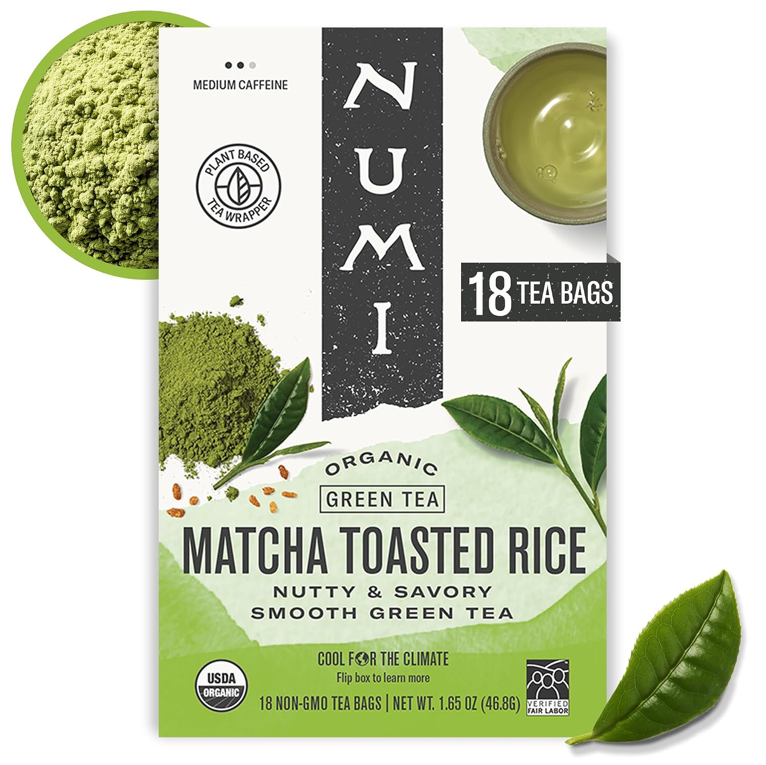 Numi Organic Gunpowder Green Tea – 54 Green Tea Bags – Bold, Smooth Flavor, Packed with Antioxidants, Naturally Energizing, Microplastic-Free Tea Bags