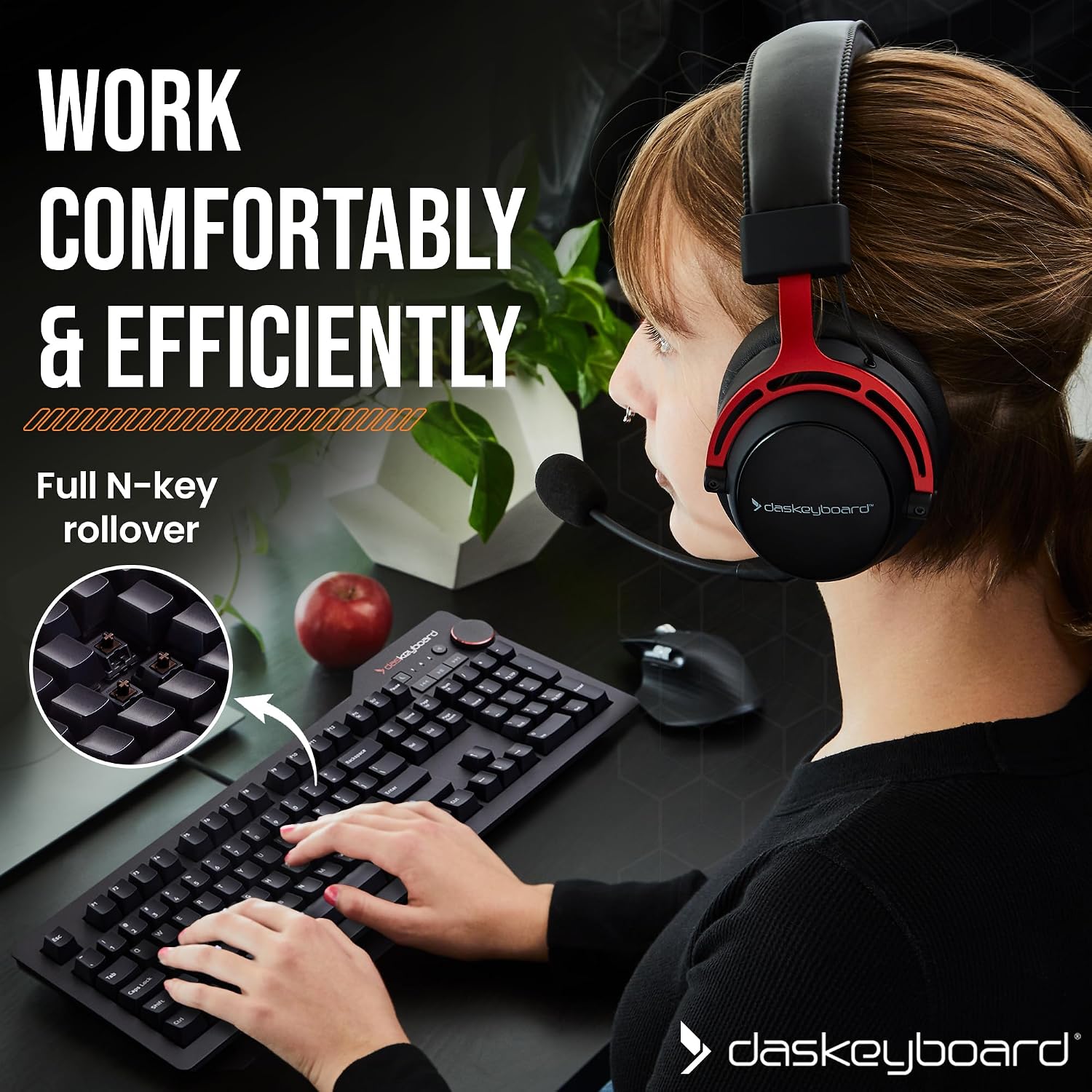 Das Keyboard 4 Professional Wired Mechanical Keyboard, Cherry MX Brown Mechanical Switches, 2-Port USB 3.0 Hub, Volume Knob, Aluminum Top (104 Keys, Black)