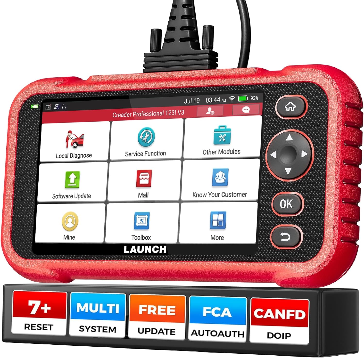 LAUNCH OBD2 Scanner CRP123I V3.0 Elite, 7 Resets Car Scanner, Lifetime Update | FCA SGW, CANFD&DoIP