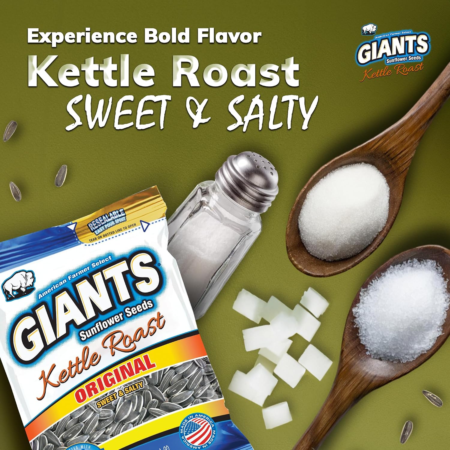 GIANTS Original Sunflower Seeds - Sunflower Seeds to Eat, Sunflower Seeds Bulk, Lightly Salted Sunflower Seeds for Eating, High Protein Snack - 5.75 oz Resealable Bags (Case of 12)