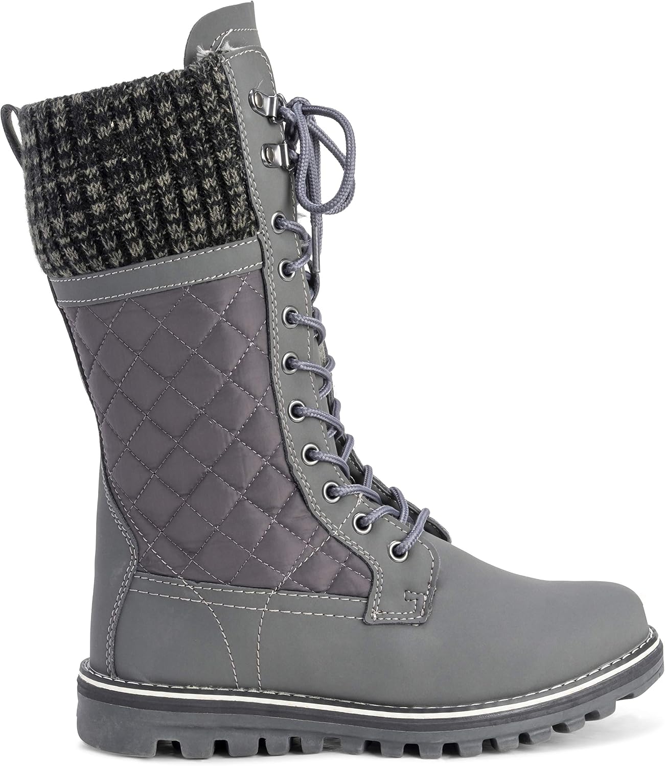 POLAR Womens Faux Fur Warm Thermal Waterproof Outdoor Walking Snow Winter Rubber Sole Calf Boots