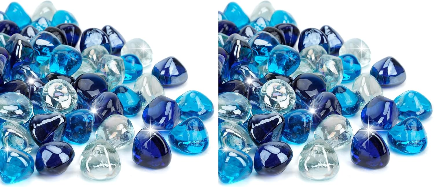 Mr. Fireglass 10 Pounds 1 Inch Diamond Fire Glass, High Luster Crystal Ice | Reflective Fire Pit Glass Rocks,10 lbs, For Propane & Natural Gas Fire Pits Table Fireplace & Lanscape
