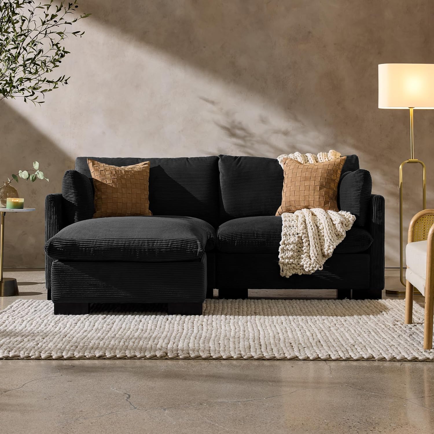 Best Choice Products Upholstered Sectional Sofa for Home, Apartment, Dorm, Bonus Room, Compact Spaces w/Chaise Lounge, 3-Seat, L-Shape Design