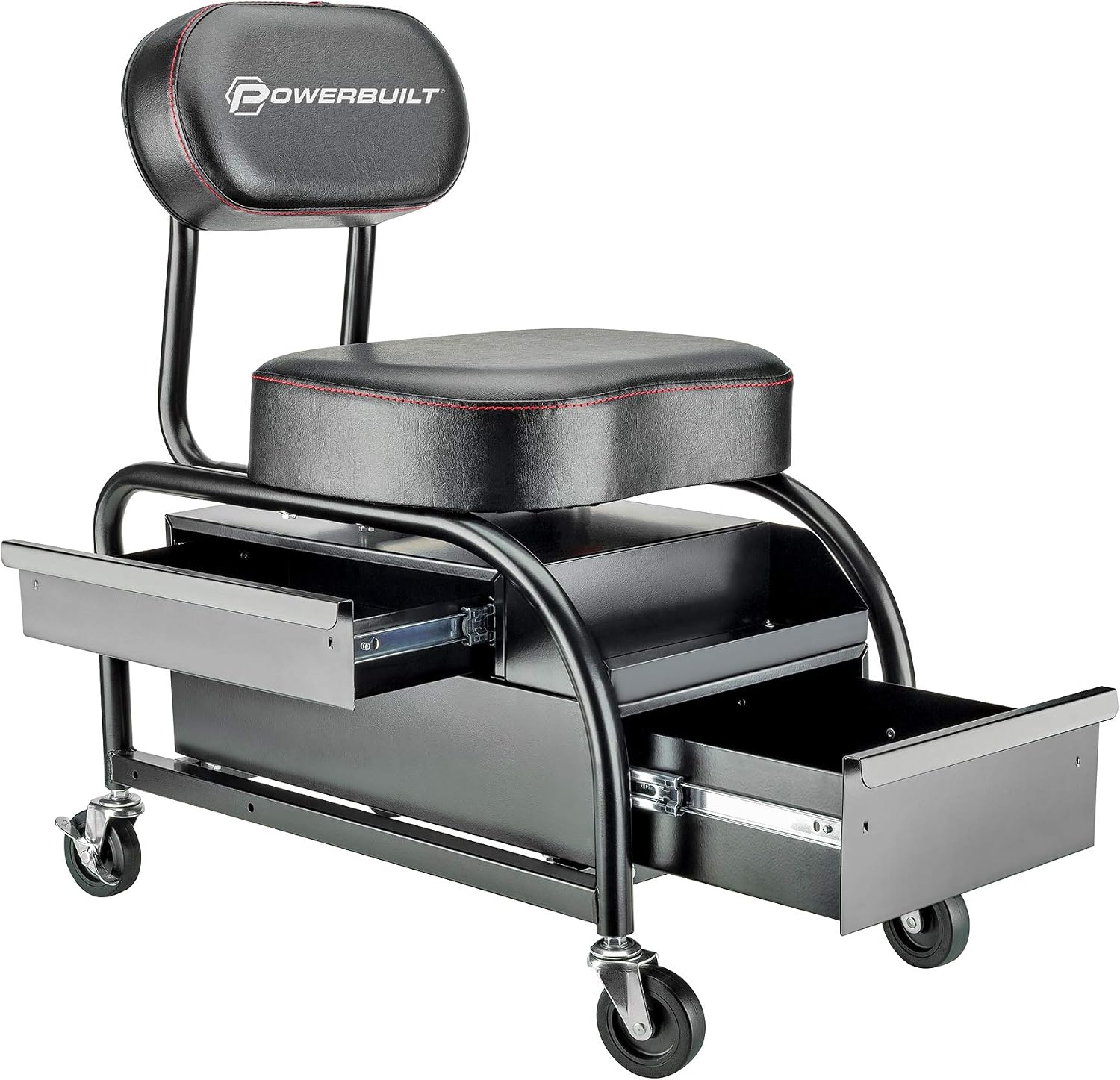 Powerbuilt 2-in-1 Rolling Creeper Seat Converts from High to Low Roller Seat, Fast, Tool-Free Conversion, Garage, Shop, Brake Jobs, Washing, Detailing
