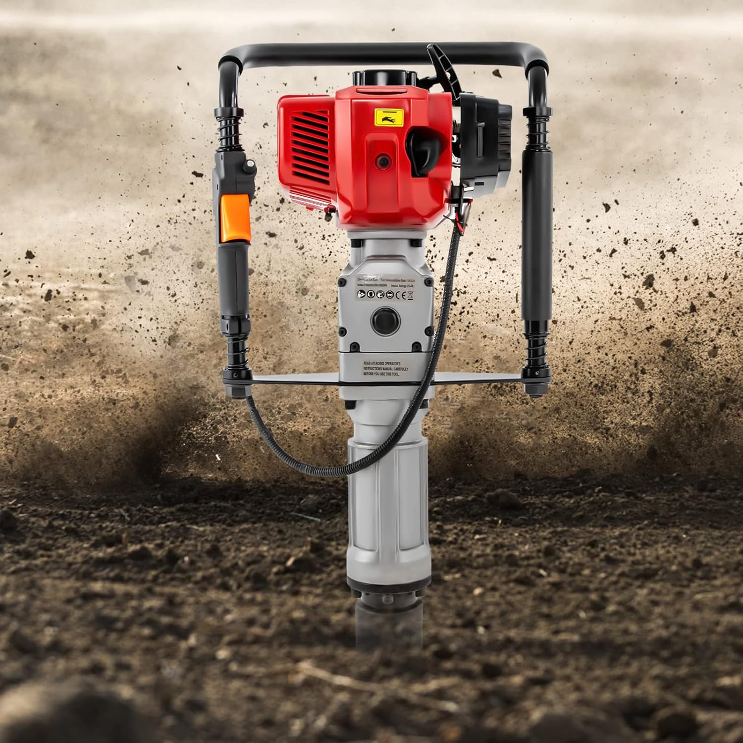 Gas Powered T Post Driver Manual Piledriver 2 Stroke 52cc Gasoline Pile Driver Kit Farm Fence Post Hammer Push Pile Lightweight Petrol Piledriver