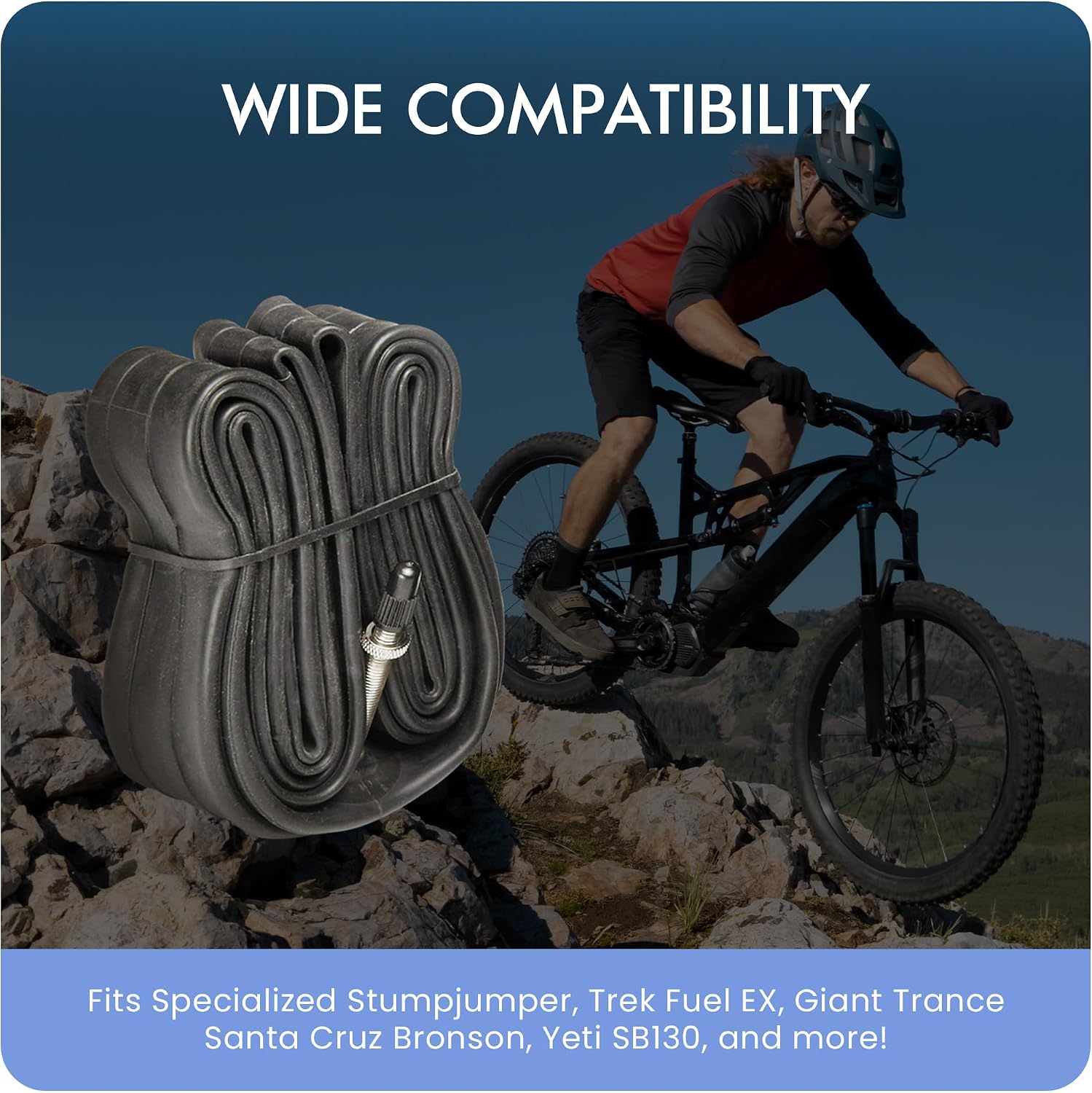 VeloTubes Mountain Bike Inner Tubes - 4 Pack-Select Your Size (26", 27.5", 29"), Presta Valve, Mountain Bicycle Tubes