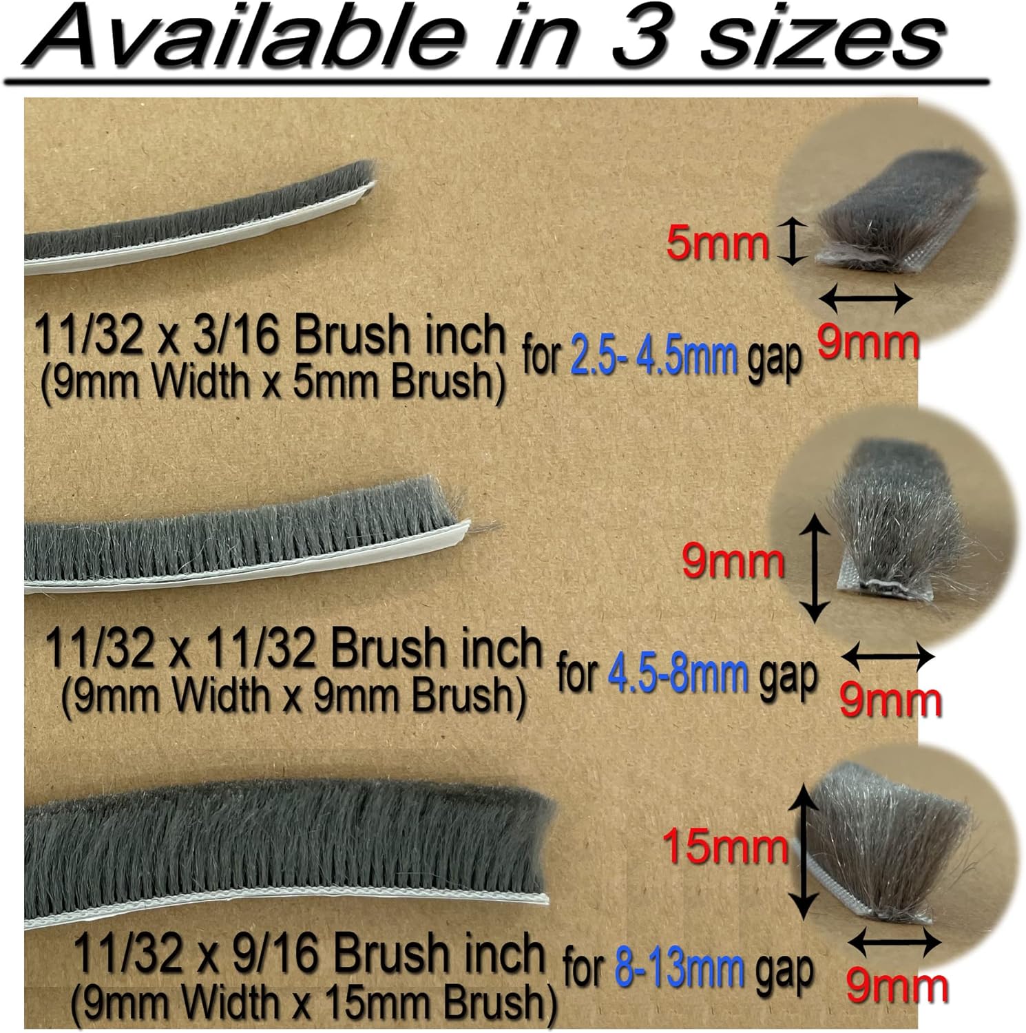 Self-Adhesive Pile Weather Stripping Seal for Sliding Windows and Door Frames, 16.5ft x 11/32 inch, Grey