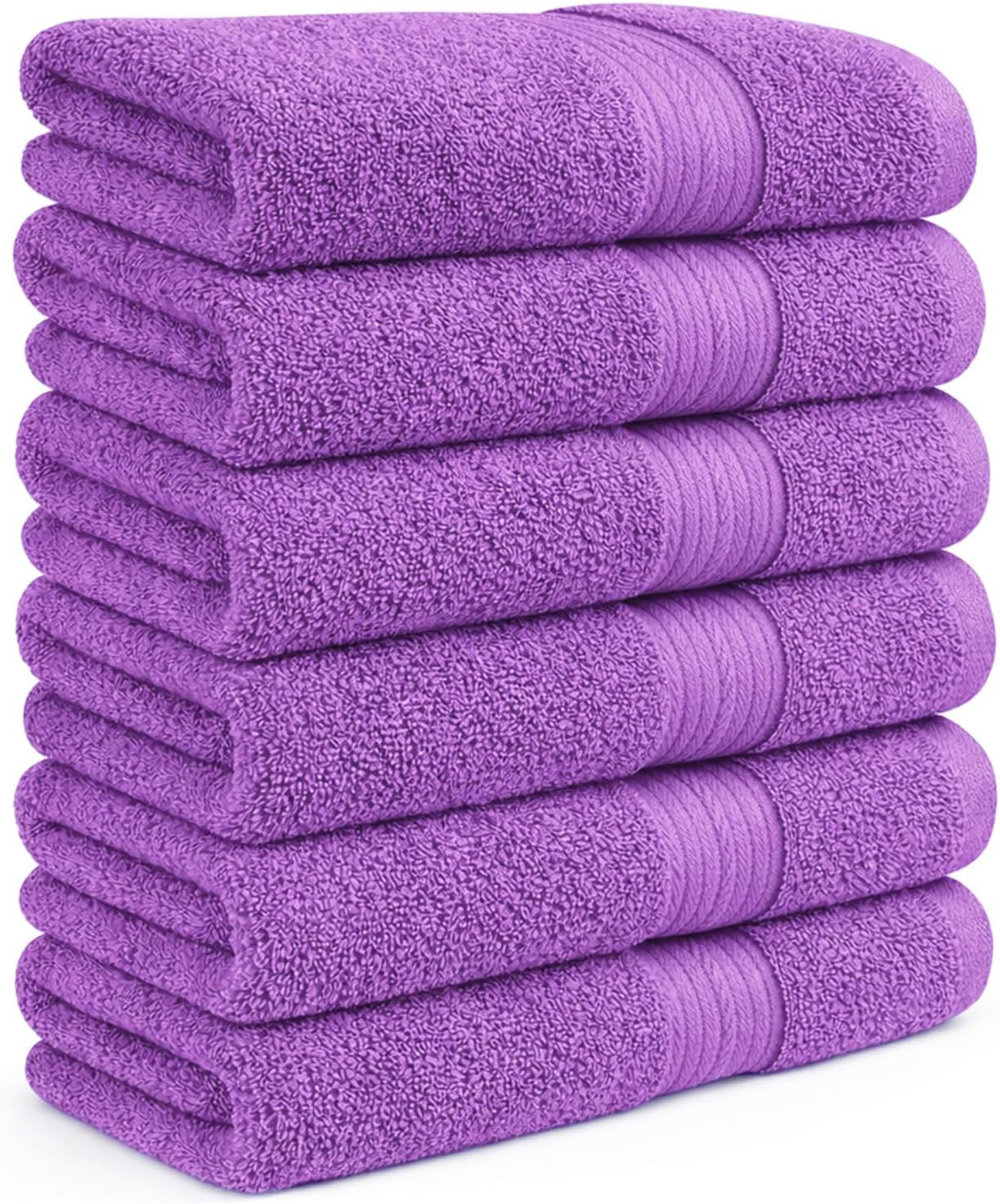 Ample Decor 100% Cotton Hand Towels 18x28 Inches, 600 GSM, Soft & Absorbent, Set of 12, Purple