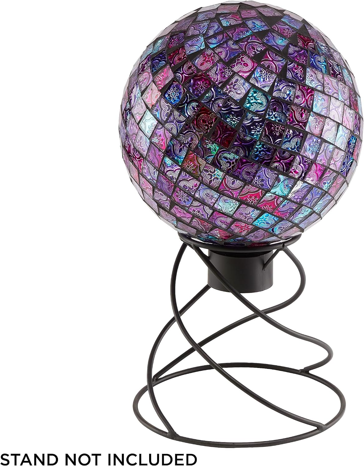 Alpine Corporation 10" Diameter Indoor/Outdoor Glass Mosaic Gazing Globe Yard Decoration, Purple Pearlized Petals Design