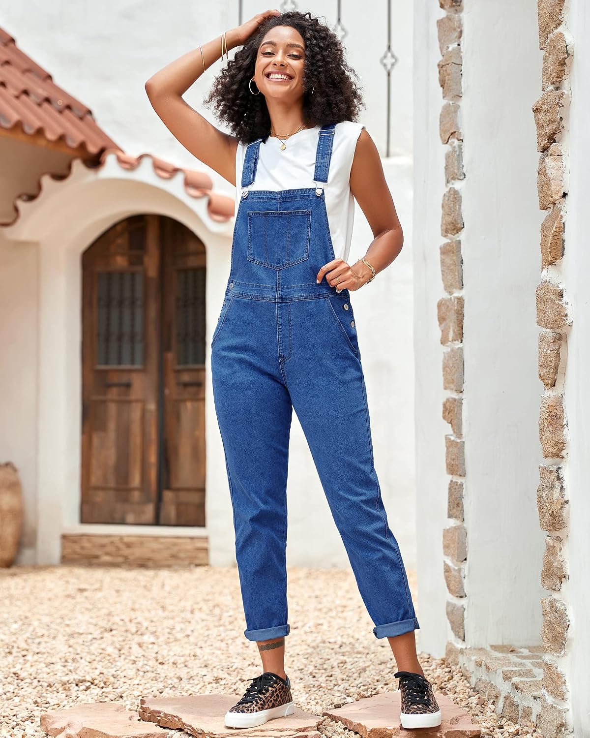 LookbookStore Denim Overalls for Women Dressy Stretch Bib Jean Jumpsuits