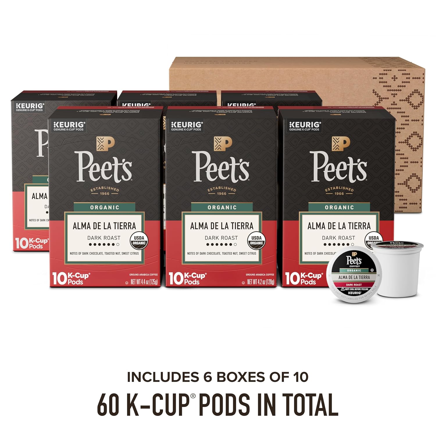 Peet's Coffee, Dark Roast Keurig K-Cup Pods, 100% Arabica Coffee - Major Dickason's Blend 32 Count (1 Box of 32 K-Cup Pods)