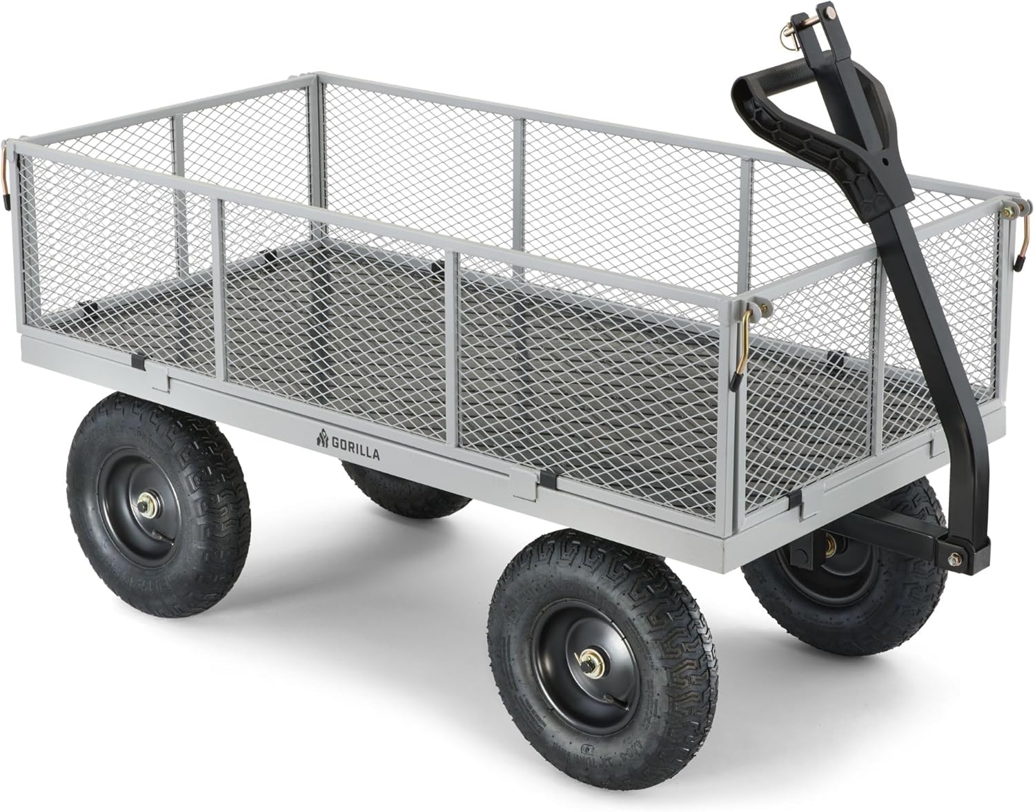 Gorilla Carts 800-Pound Capacity Heavy Duty Steel Mesh Versatile Utility Garden Wagon with Easy Grip Handle for Outdoor Hauling, Red, Model GOR800-COM | 800-lb Capacity Steel Utility Garden Cart for Homeowners and Contractors Hauling Firewood, Bricks and…