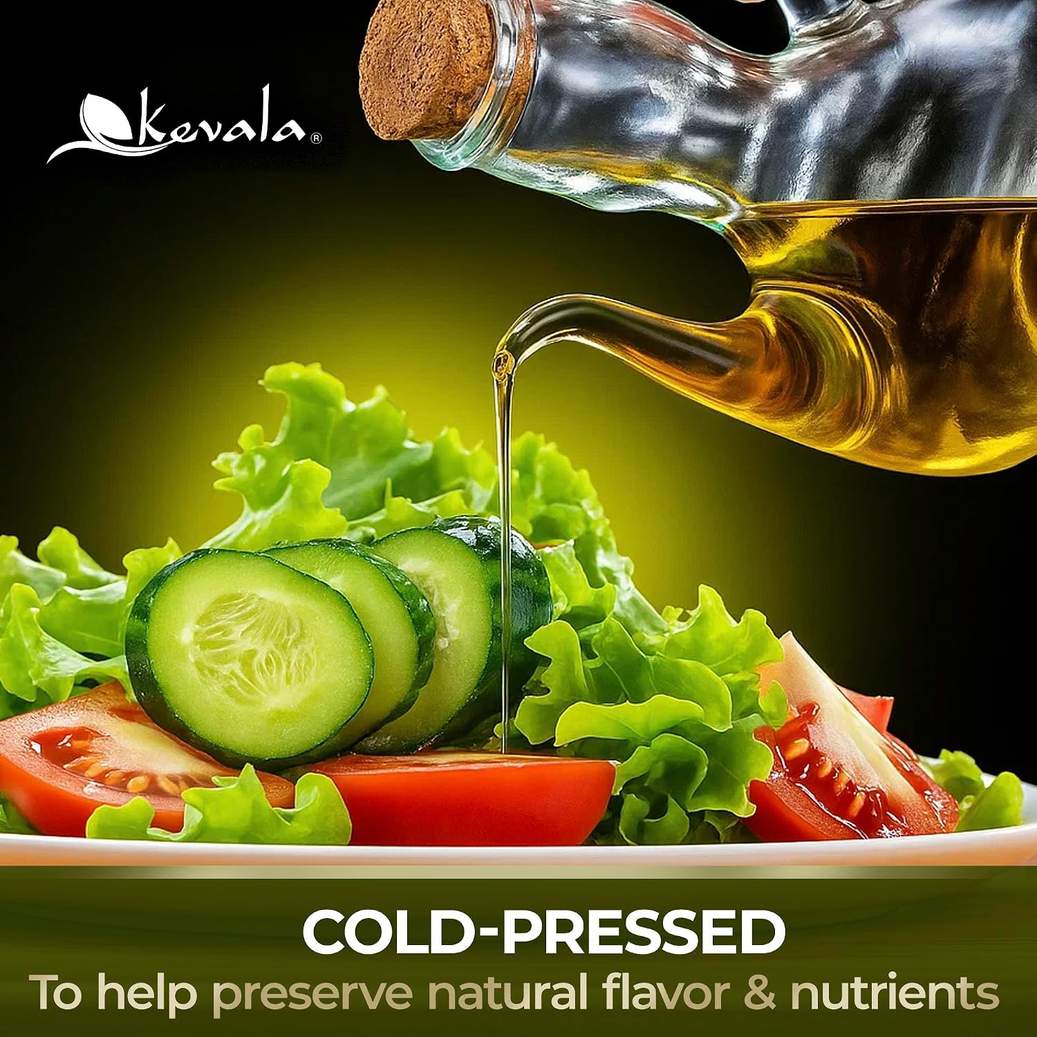 Kevala Extra Virgin Organic Olive Oil - 1/2 gal, Unrefined Cooking Oil | 64 oz, Cold Pressed, No Preservatives, Made with Selected Fresh Olives, Natural Kitchen Pantry Essential, Easy Storage