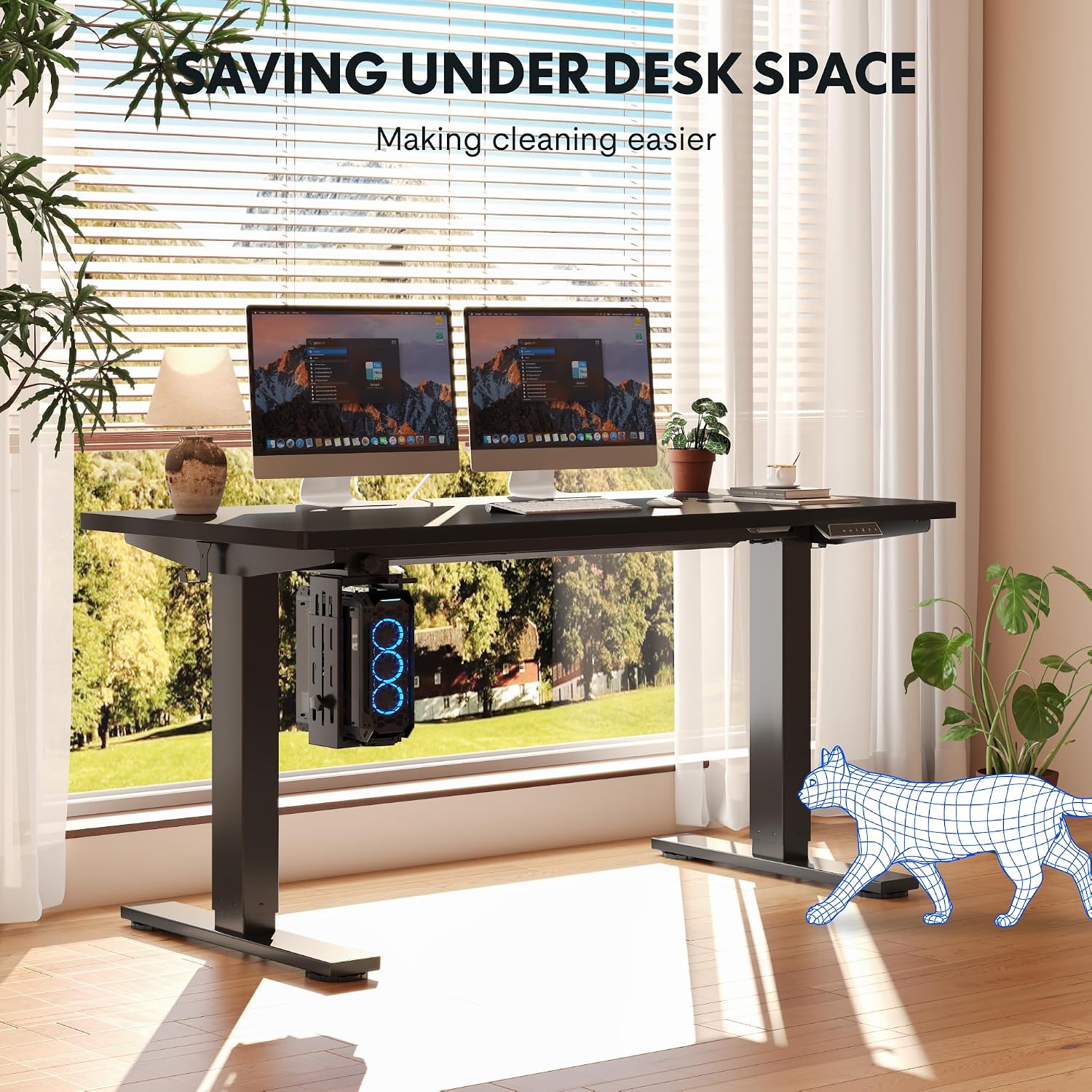 FLEXISPOT EN2 48"x24" Standing Desk with Power Strip Bundle, Black