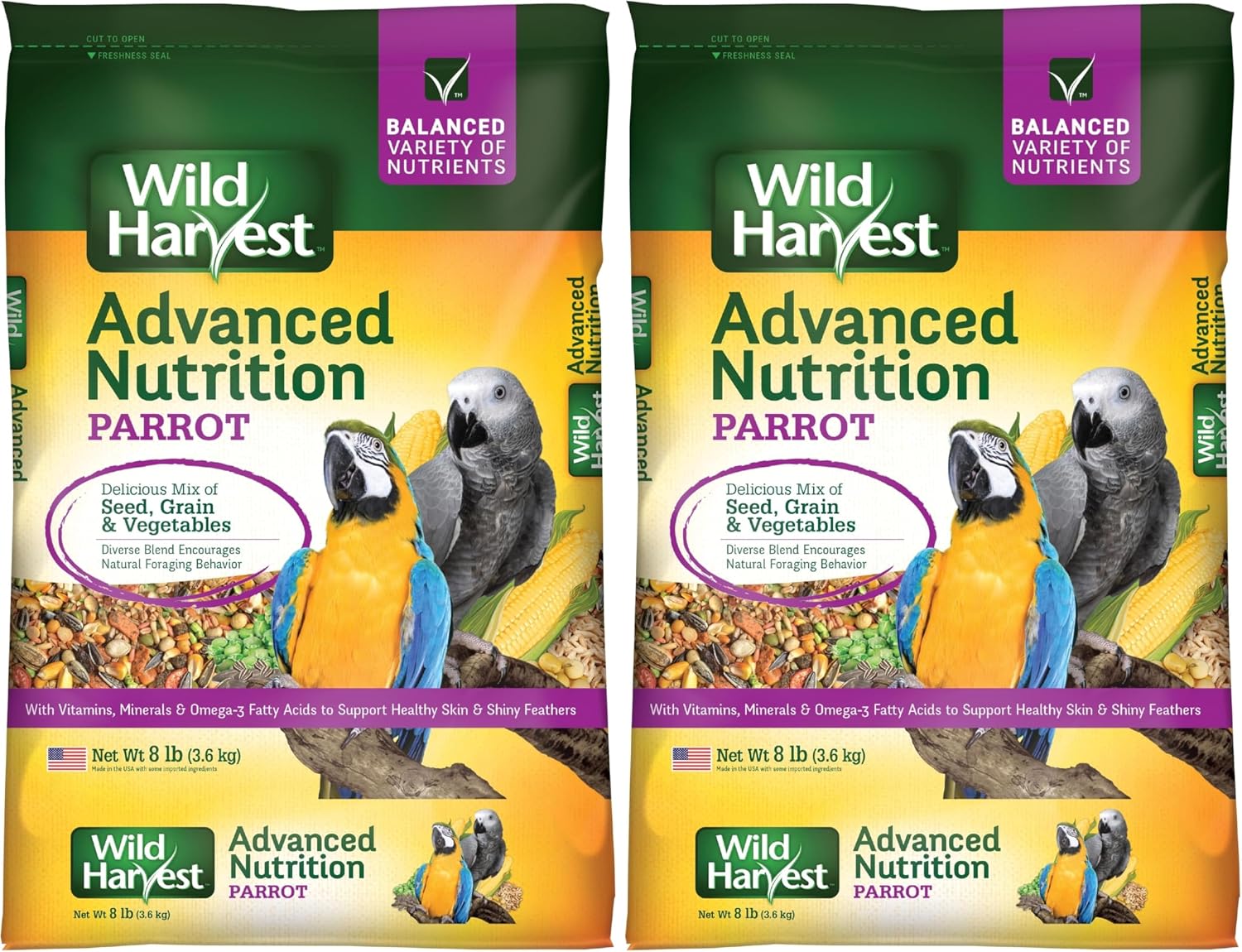 Wild Harvest Advanced Nutrition Parrot 8 Pounds, Seed, Grain And Vegetable Mix