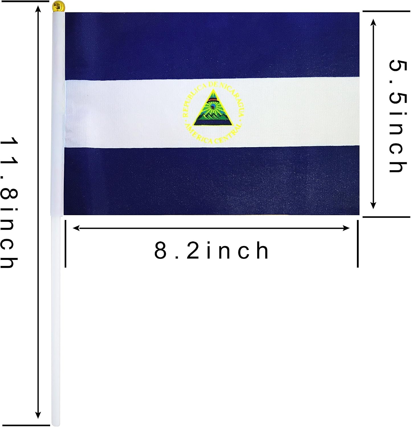5 Pack Nicaragua Nicaraguan Mini HandHeld Stick Flag,Suitable For Various Holiday Parties,And National Flag Day.