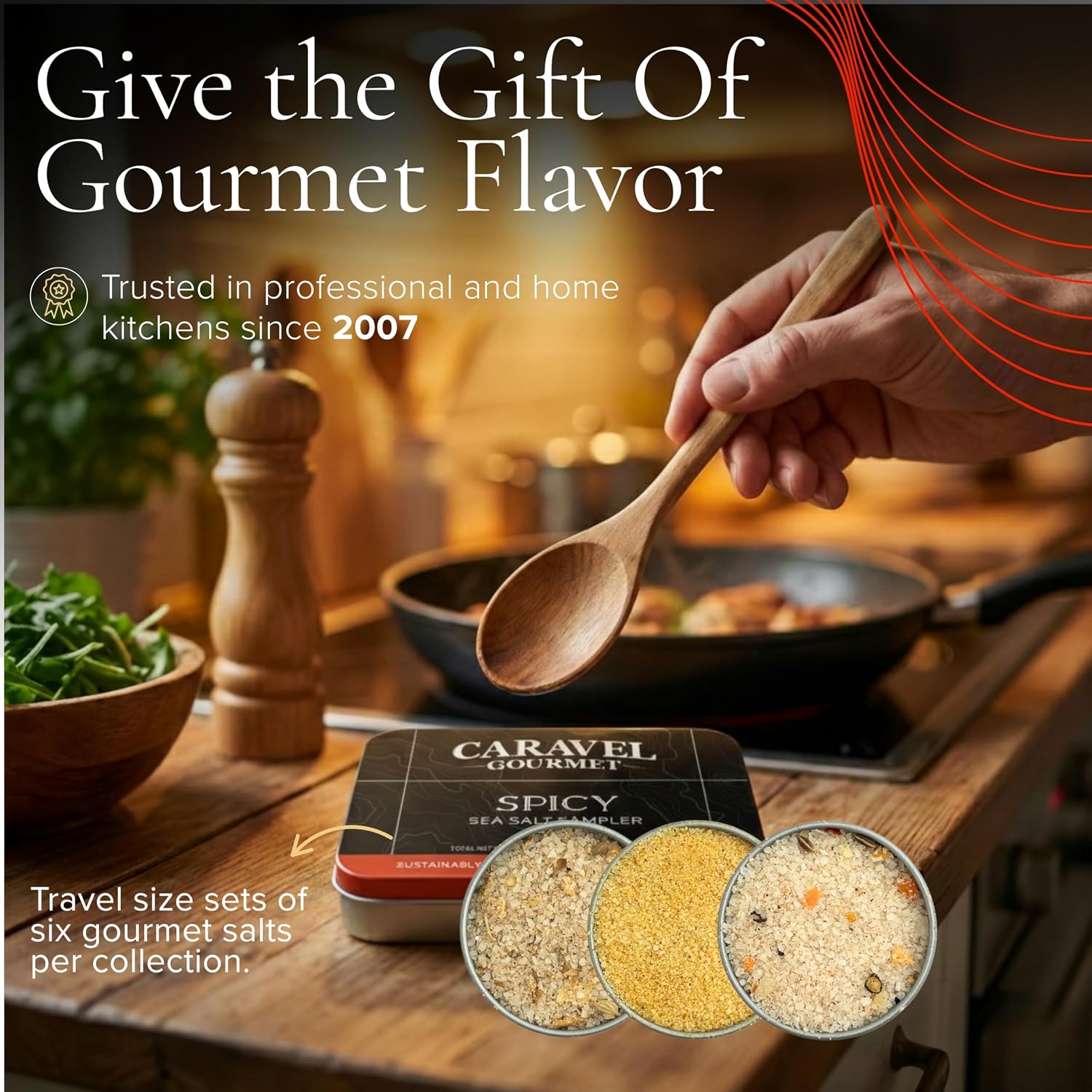 Caravel Gourmet Smoked Sea Salt Sampler, 6-Flavor Grilling Salts, 0.5 oz | Grilling & cooking salts bundle, finishing salt & spice variety pack gift for special occasions