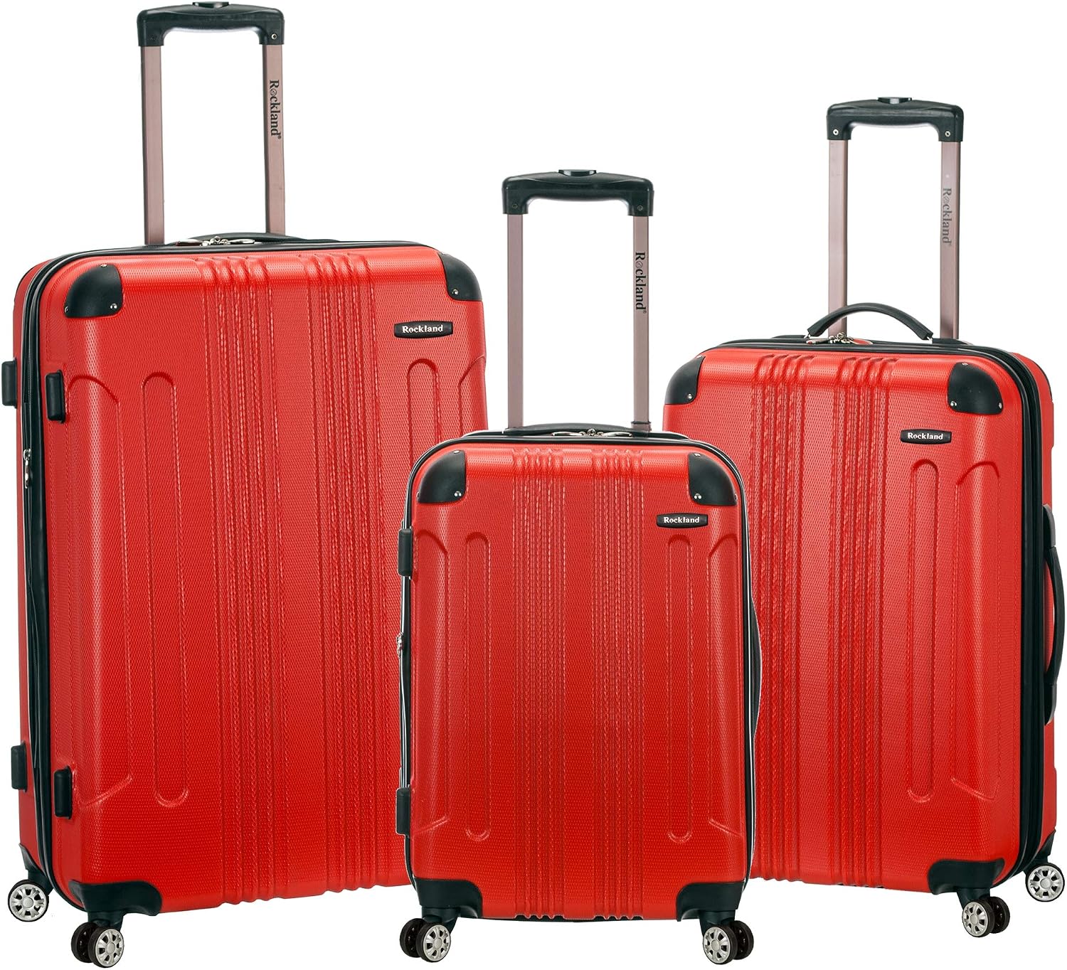Rockland London Hardside Spinner Wheel Luggage, White, 3-Piece Set (20/24/28)