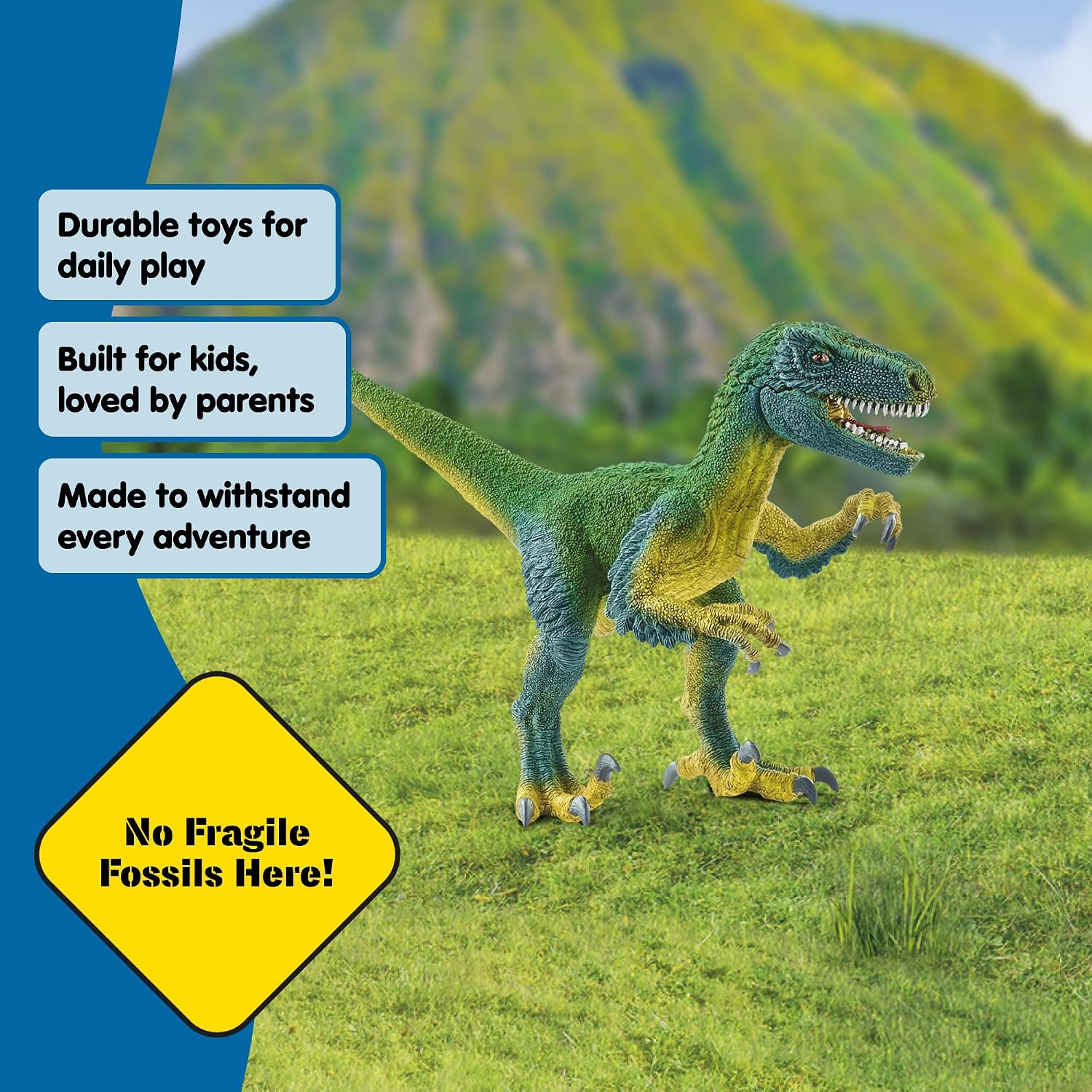 schleich Dinosaurs - Velociraptor Figurine with Movable Jaw and Arms - Realistic Raptor Dino Toy with Feathered Body and Claws - Durable Dinosaur