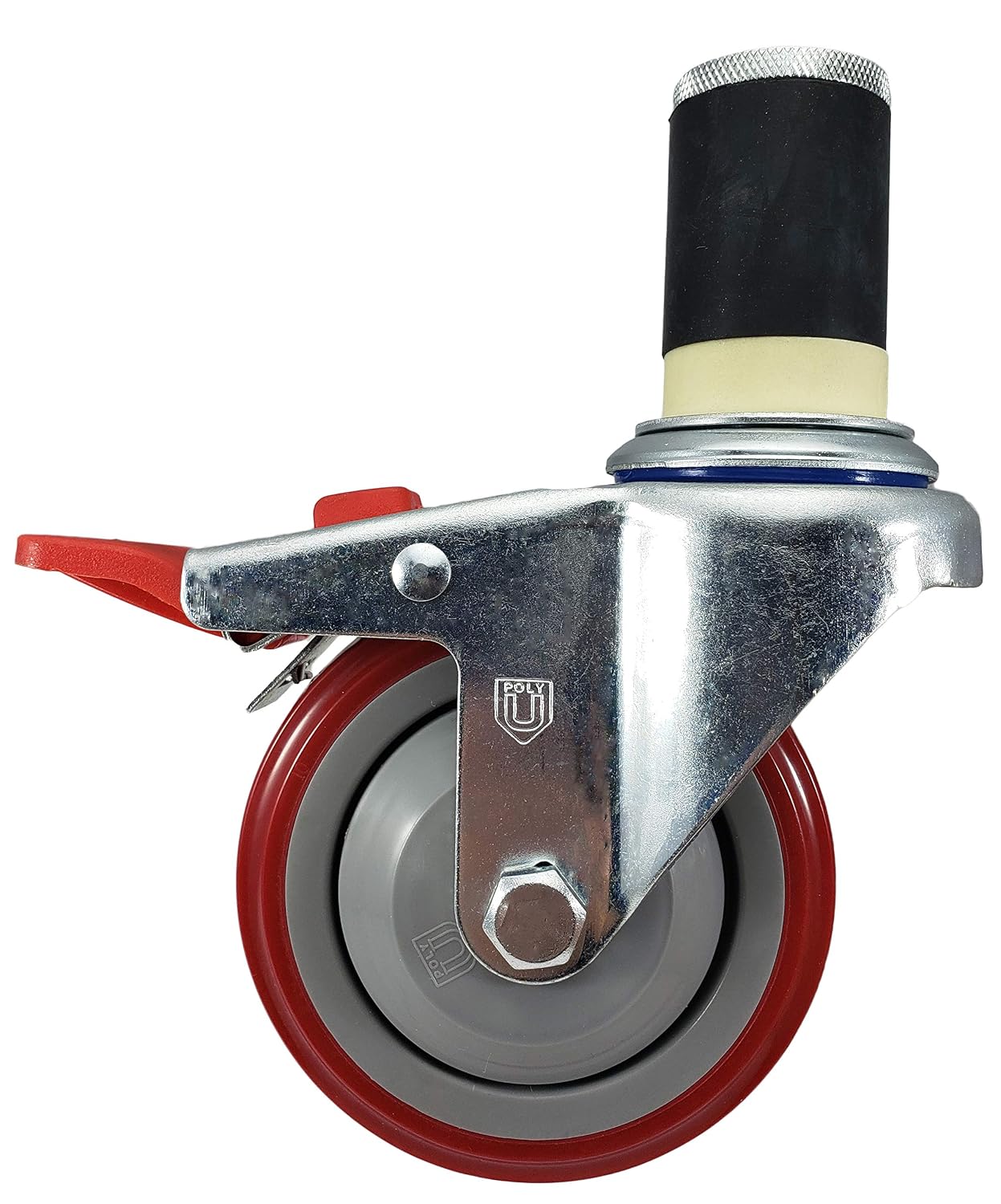 4" NSF Certified Total Locking Caster Wheels (Set of 4) for Stainless Steel Kitchen Prep Tables – Commercial Grade, Fits 1-1/2" ID Tubing