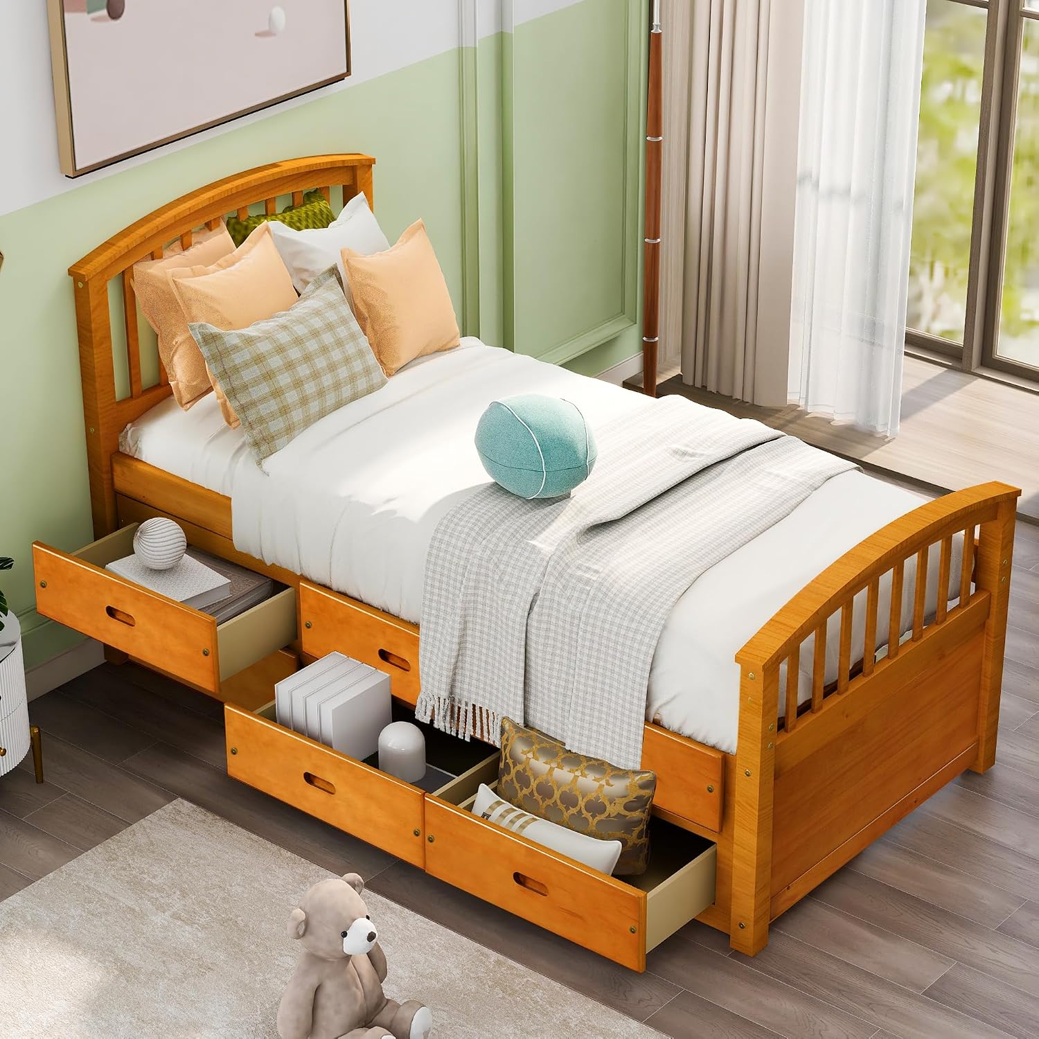 Harper & Bright Designs Twin Captain's Bed Storage Daybed with 6 Drawers for Kids Teens and Adults (Espresso)