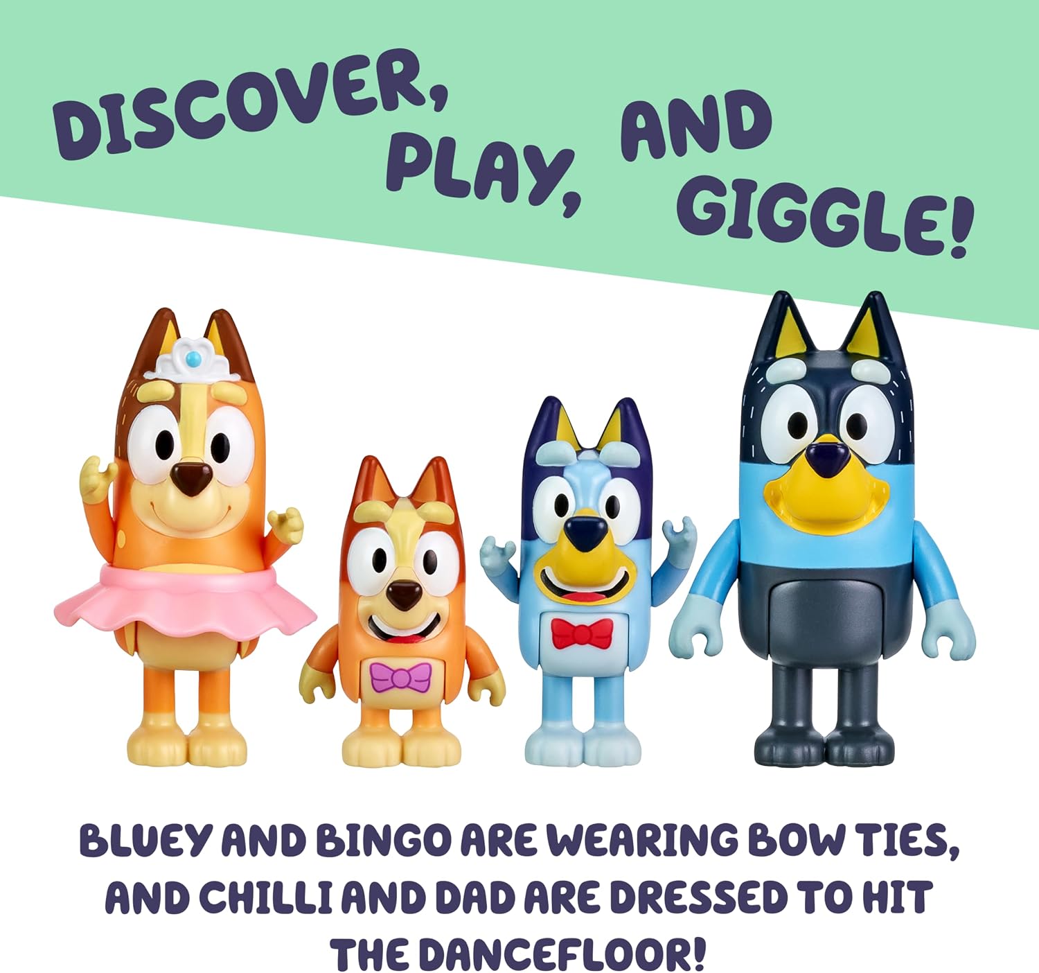 Bluey School Figurine Toys Pack of 4, Articulated Character Toys with Chloe, Rusty, and Calypso Figurines, Small Action Figures for Kids Ages 3+