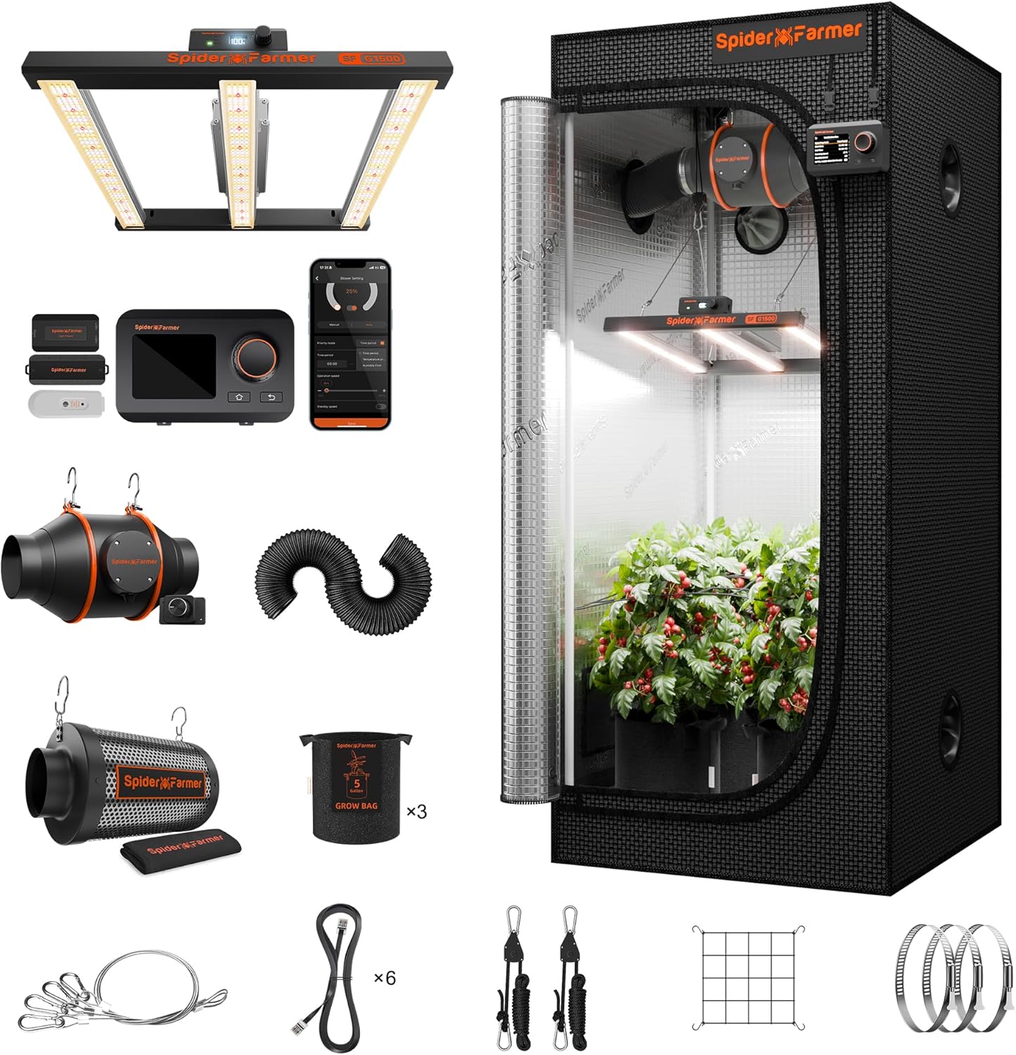Spider Farmer 2x2ft Grow Tent Kit with GGS Controller Automatic Grow System