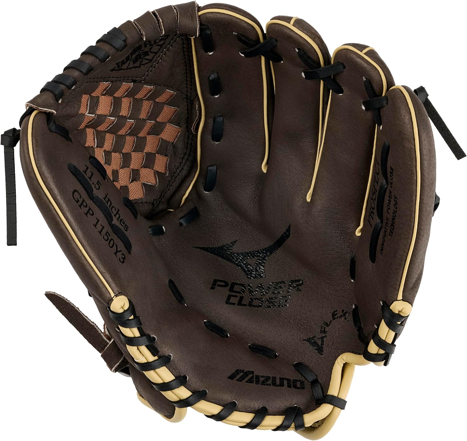 Mizuno Prospect PowerClose Youth Baseball Glove Series I V-Flex Notch I Parashock Palm Pad I Buttersoft Palm Liner