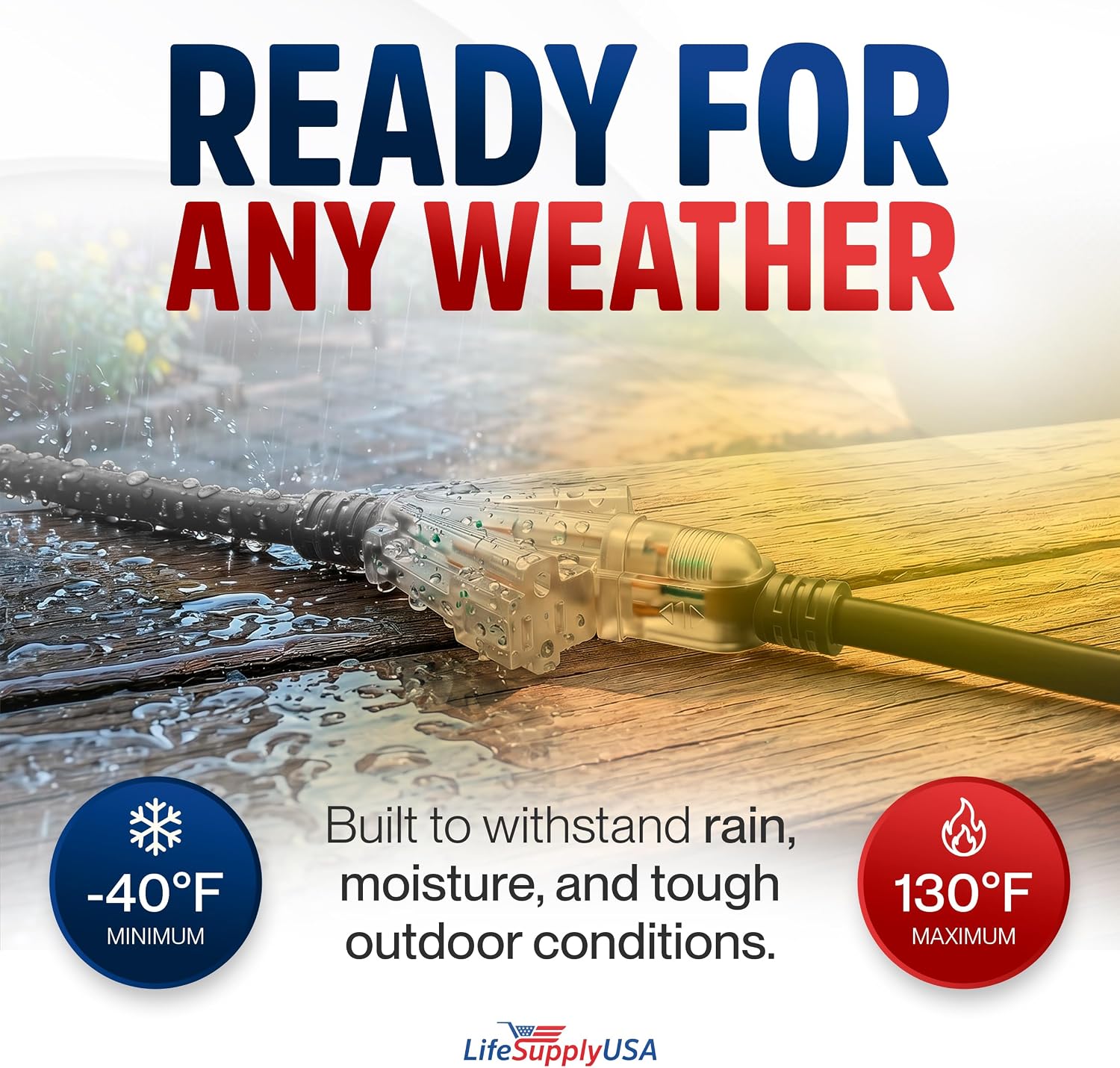 25ft Outdoor/Indoor Extension Cord 3-Outlet 12/3 Gauge Extra Heavy Duty 3 Prong SJTW, Waterproof, Flexible Cold-Resistant Long Power Cord,15A 125V 1875W, Yellow by LifeSupplyUSA