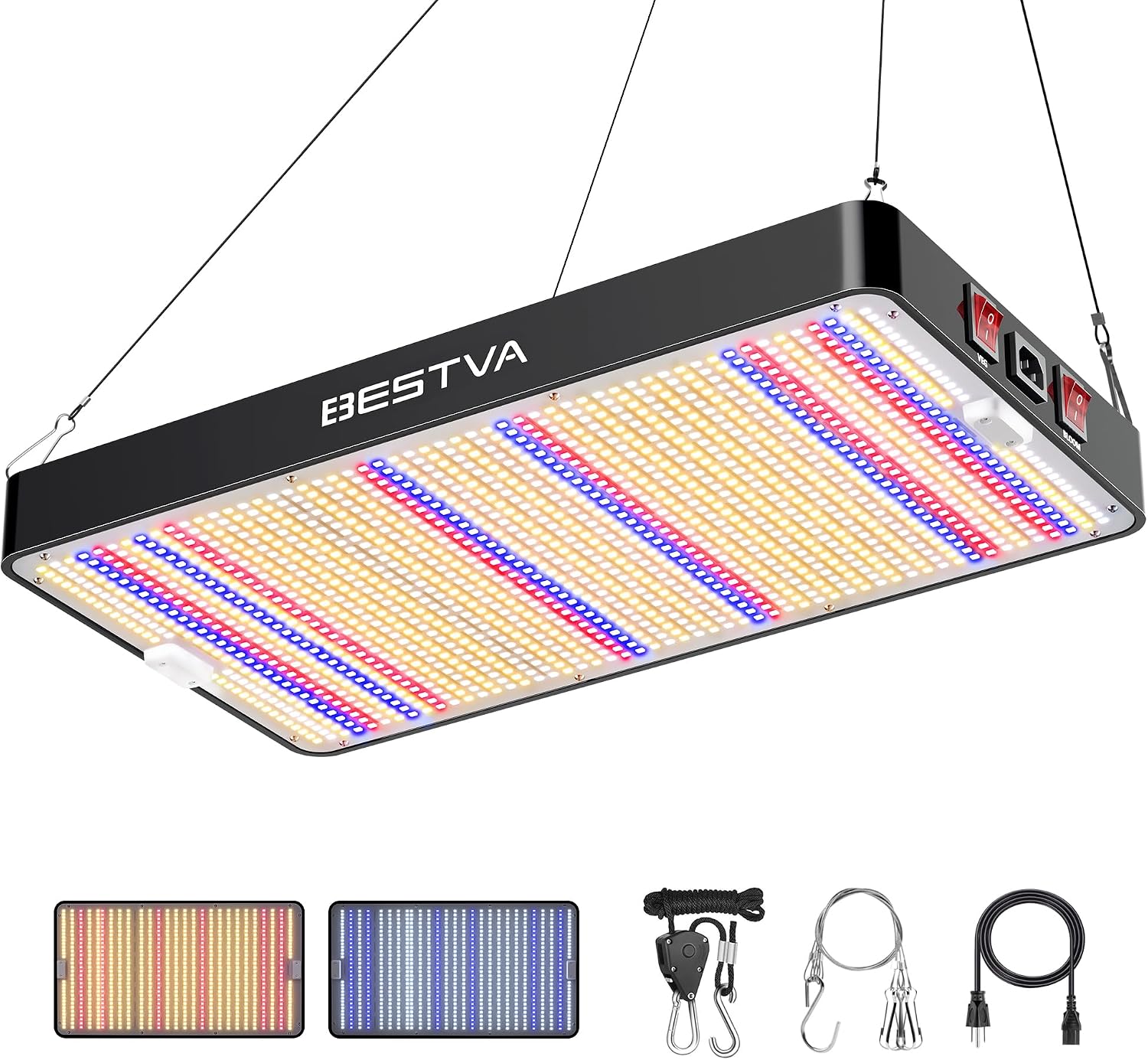 DC2000 Grow Light for Indoor Plants, Dimmable Full Spectrum LED Plant Light | BESTVA 200W LED Plant Light with Veg/Bloom Mode for Indoor Growing, Plant Lamps for Seed Starting Vegetables in 3x3 Grow Tent