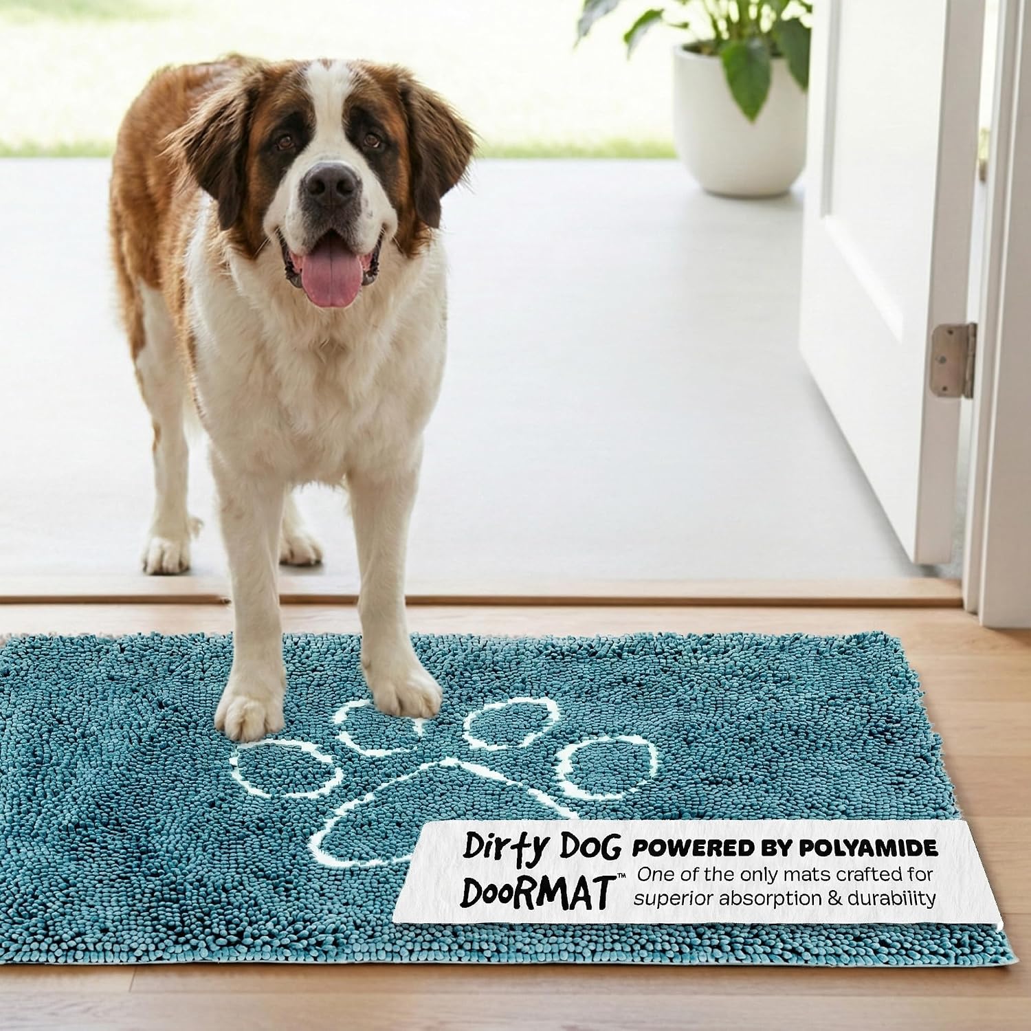 Dog Gone Smart Dirty Dog Doormat - Fast Drying Rug with Super Gripper Backing for Clean Floors - Super Absorbent and Machine Washable Mat for Muddy Paws - Grey