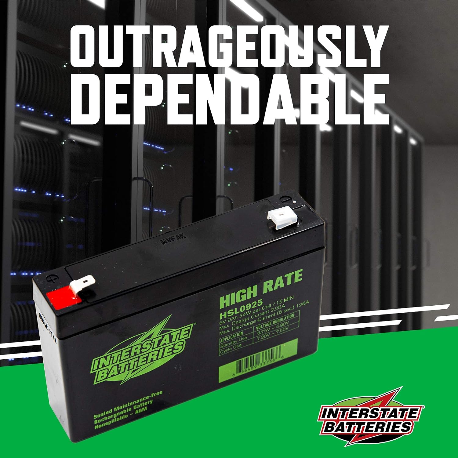 Interstate Batteries High Rate Battery 6V 9Ah SLA AGM VRLA HSL0925