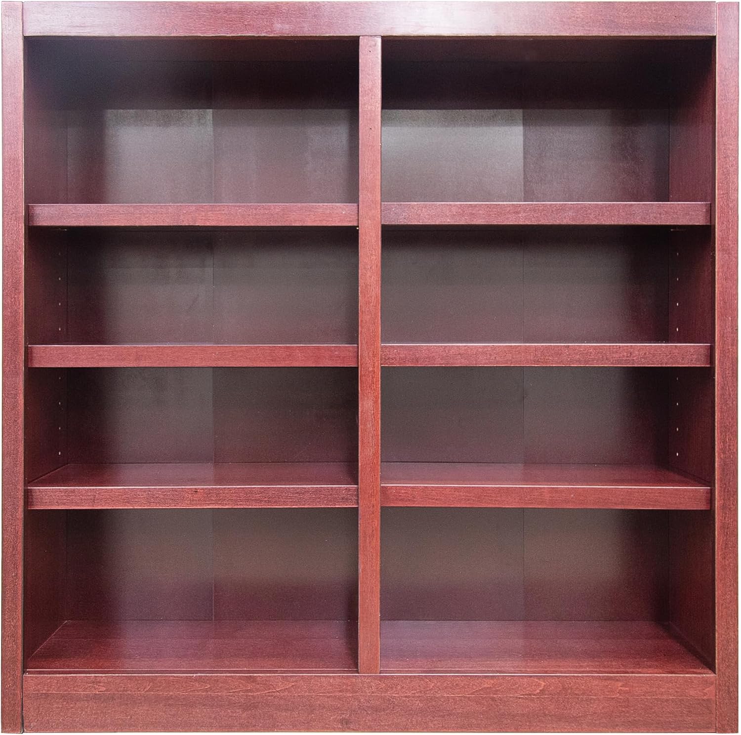 Traditional 48" Tall 8-Shelf Double Wide Wood Bookcase in Cherry